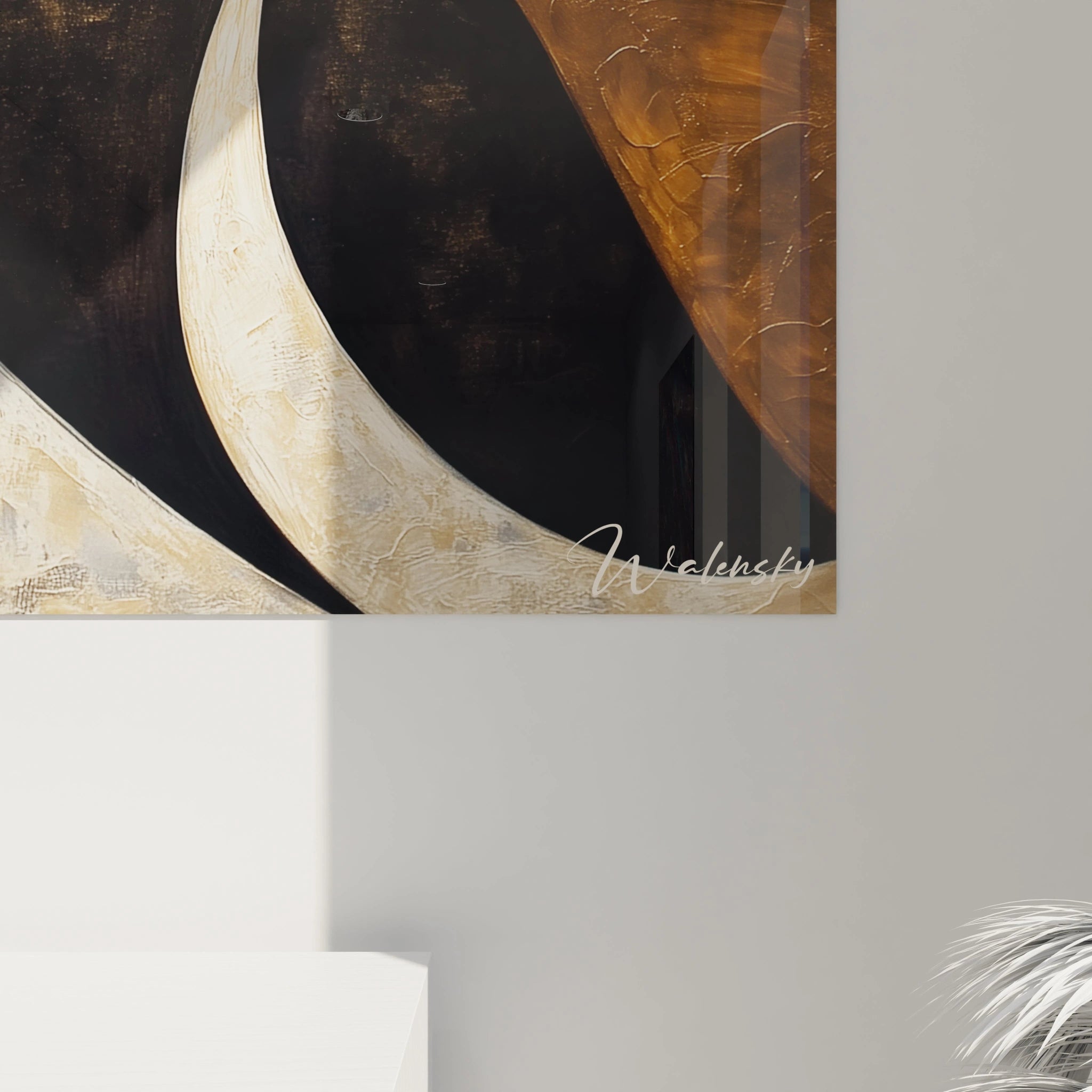 Tableau africain mural Walensky avec motifs abstraits marron, beige et noir pour décoration intérieure