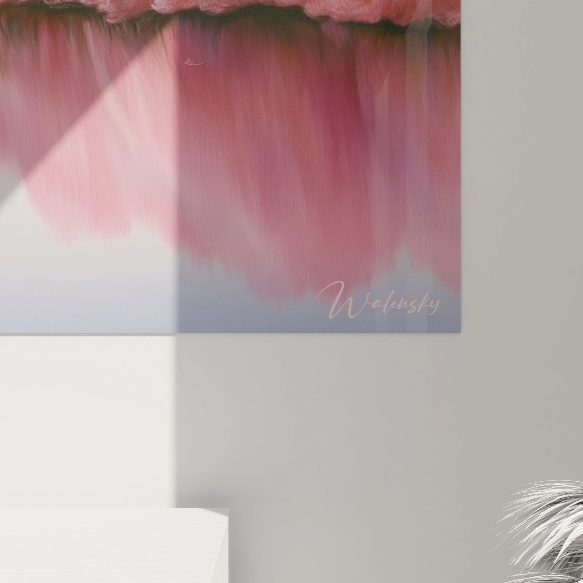 Tableau mural Walensky montrant tableau cerisiers reflets roses abstrait en tons rose et reflet d eau