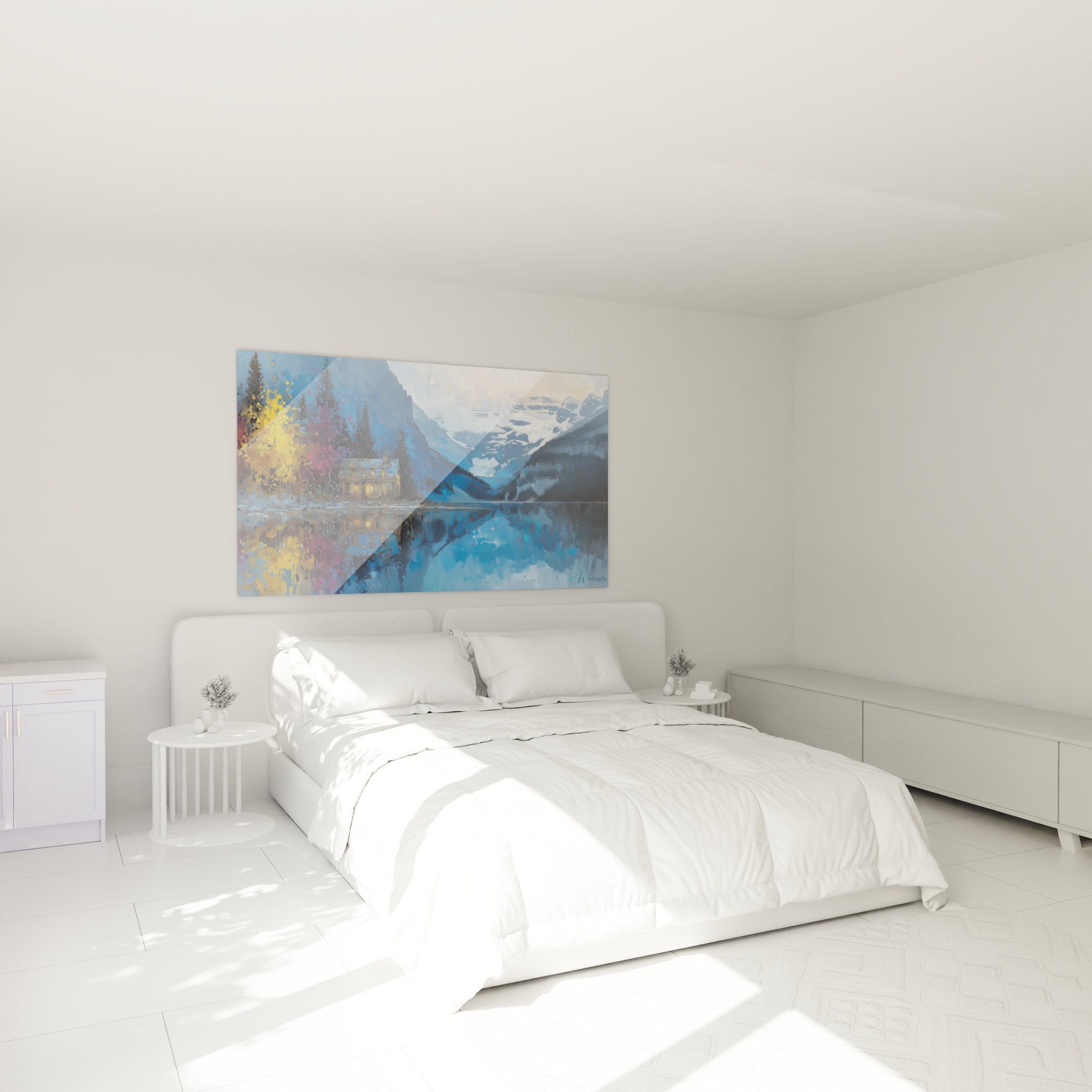 Décoration chambre tableau chalet lac montagne ambiance chaleureuse nature alpine