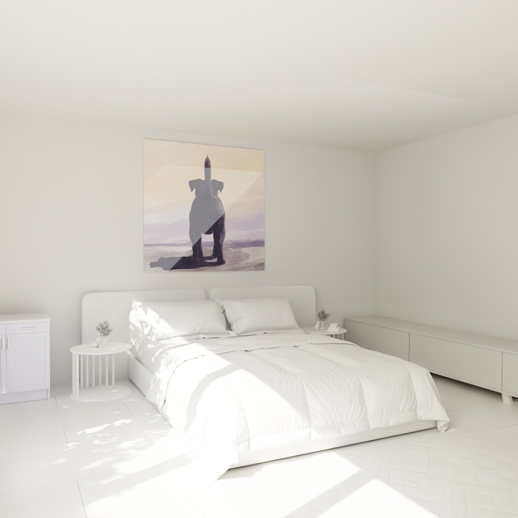 Wall decoration bedroom dog sunset calming atmosphere Jack Russell Terrier purple gold