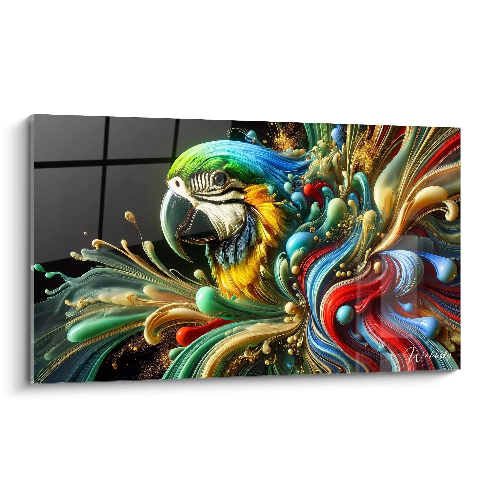 Tableau Essence Sauvage en verre acrylique de grande taille - Vue principale en biais sur fond blanc - Art mural naturel et captivant - Décoration intérieure inspirée par la nature - Qualité supérieure et impression haute définition - Tableau géant pour salon ou chambre