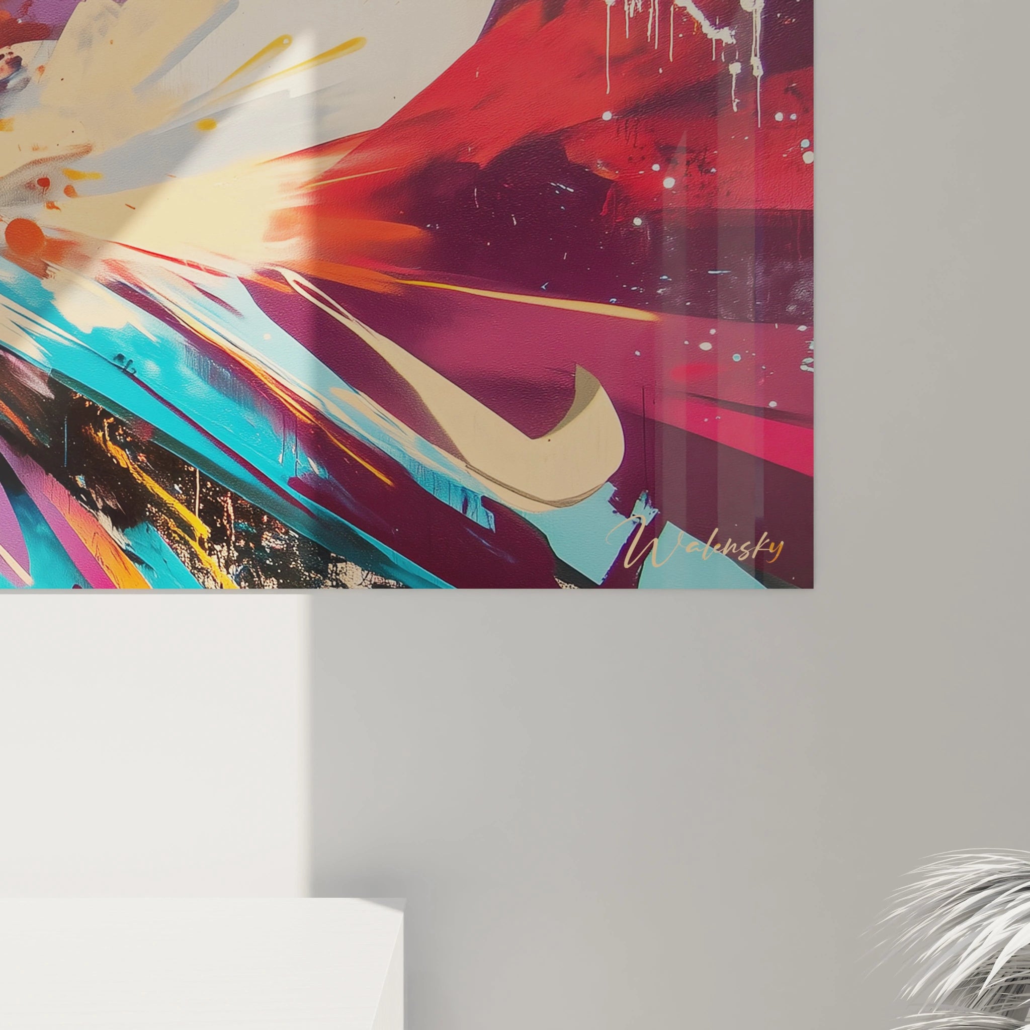 Tableau multicolore abstrait de Walensky avec des traits dynamiques et vifs