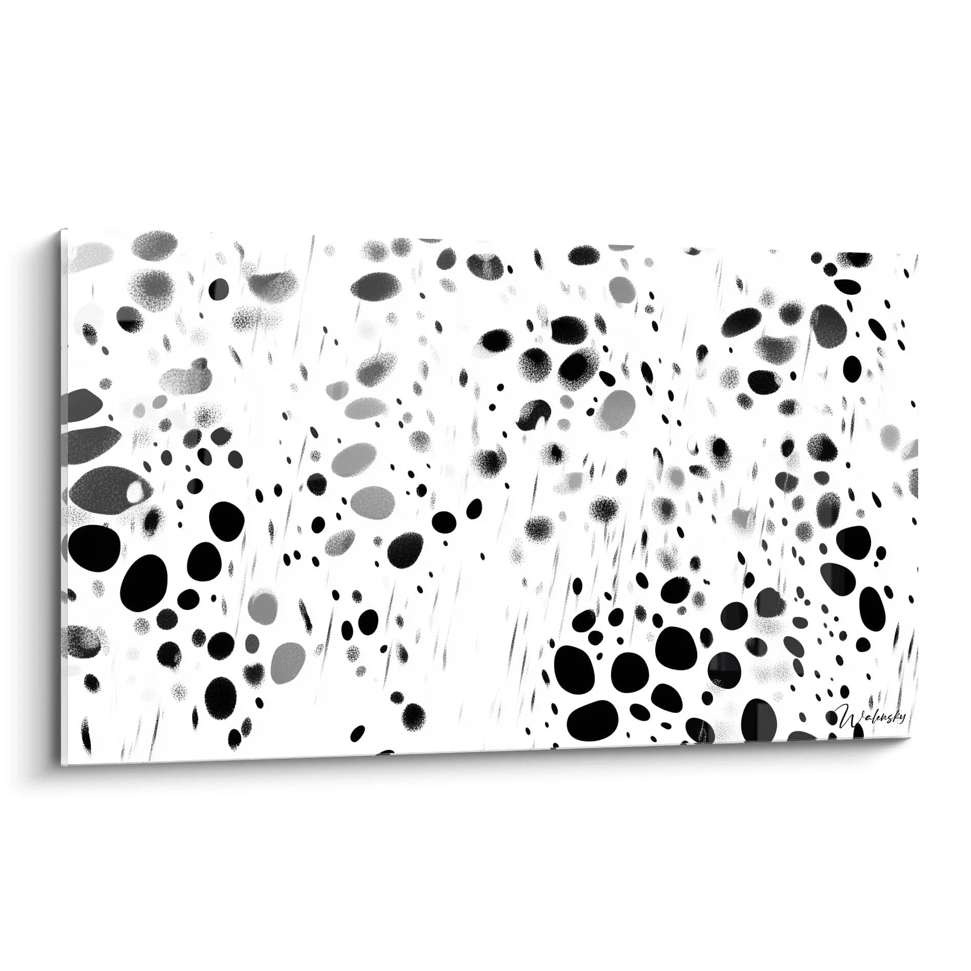 Tableau tacheté noir et blanc de Walensky, parfait pour ajouter une touche contemporaine à votre décor