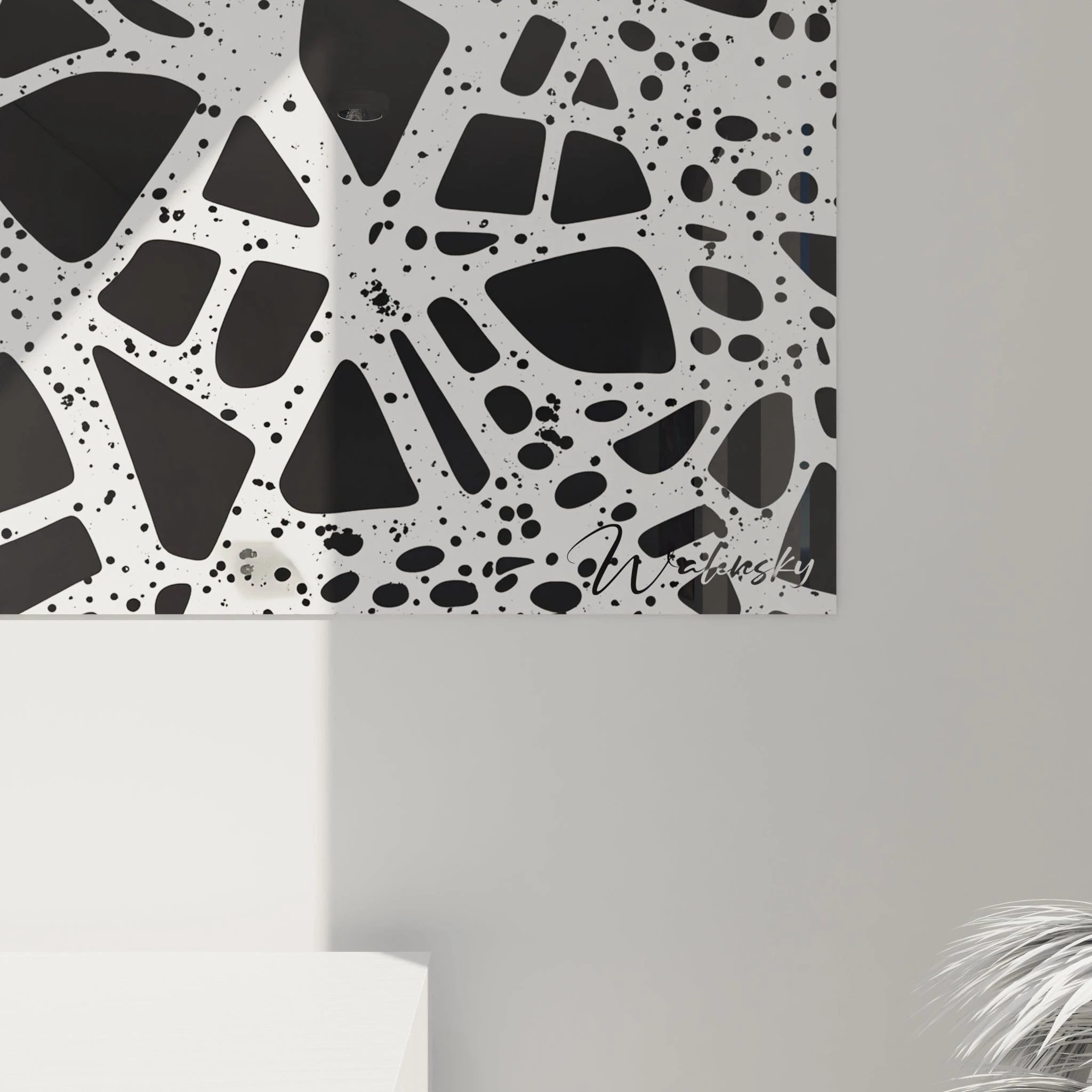 Tableau tacheté noir et blanc Walensky avec motifs géométriques modernes pour décoration intérieure