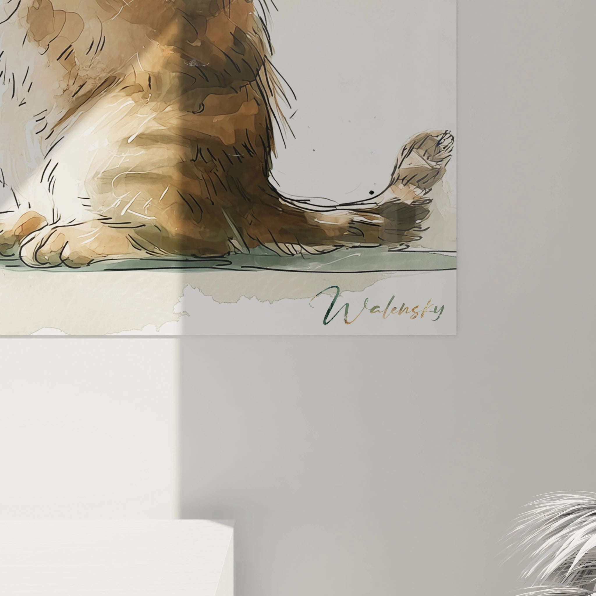 Tableau mural représentant un chat Noël mignon, idéal pour embellir votre intérieur avec une touche festive