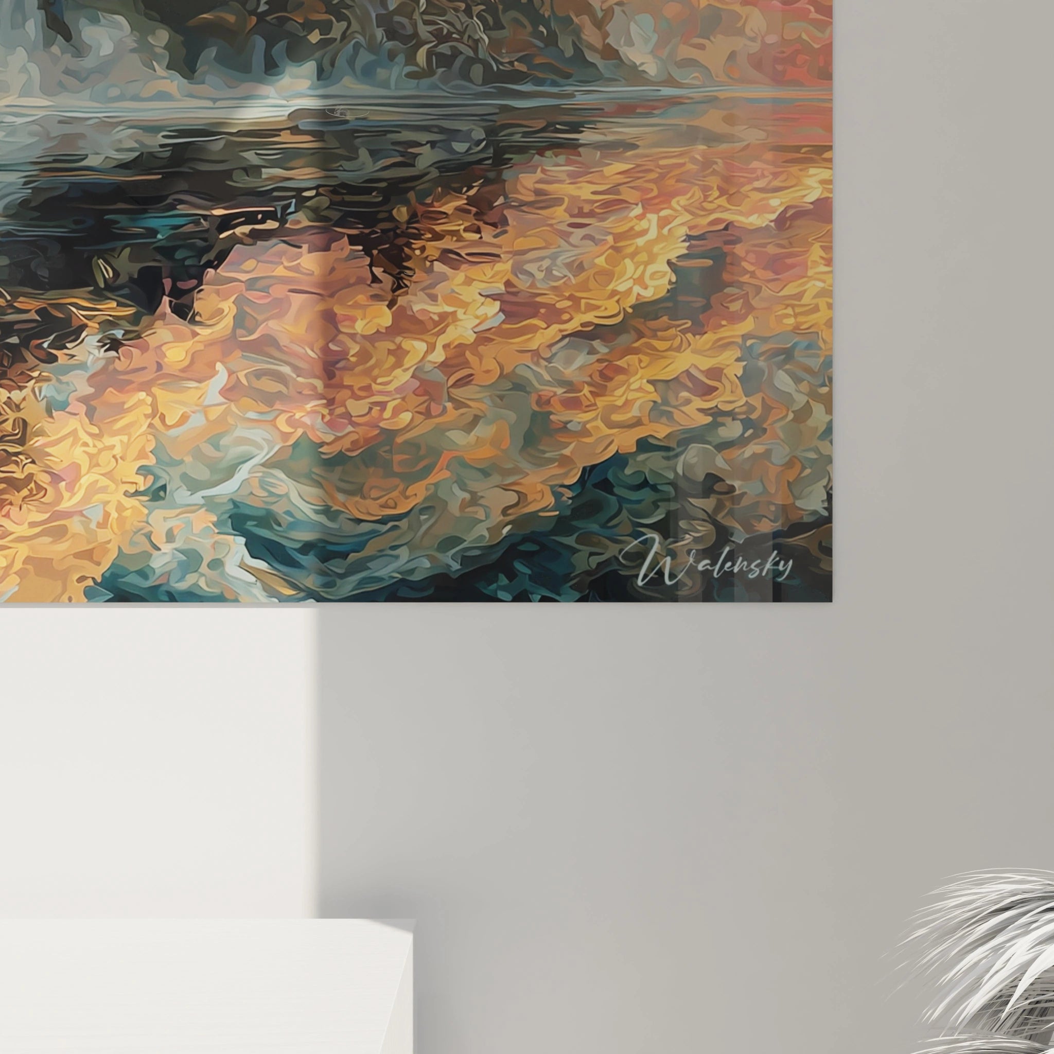 Tableau mural Walensky tableau château gothique peinture abstraite reflets aquatiques aux tons chauds