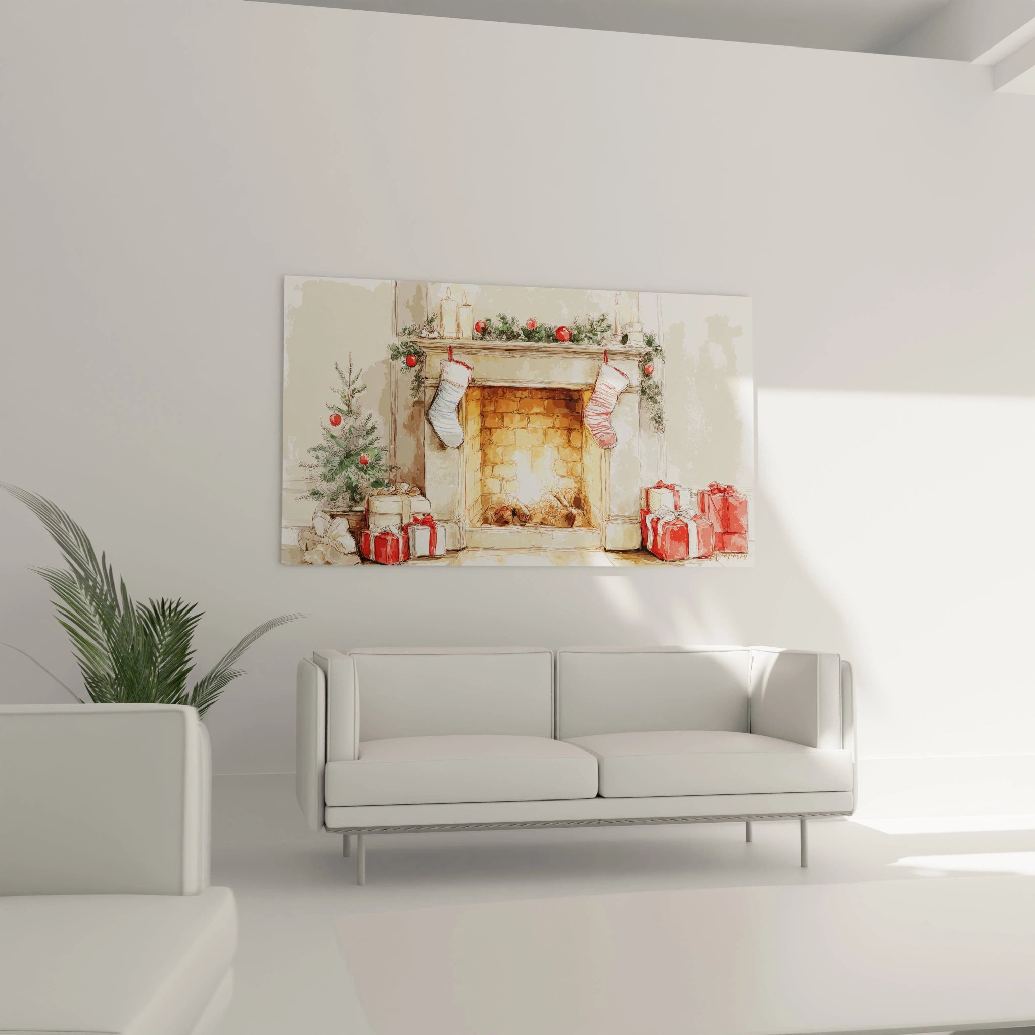 Tableau Cheminée Brasier des Souvenirs - édition Noel - Walensky