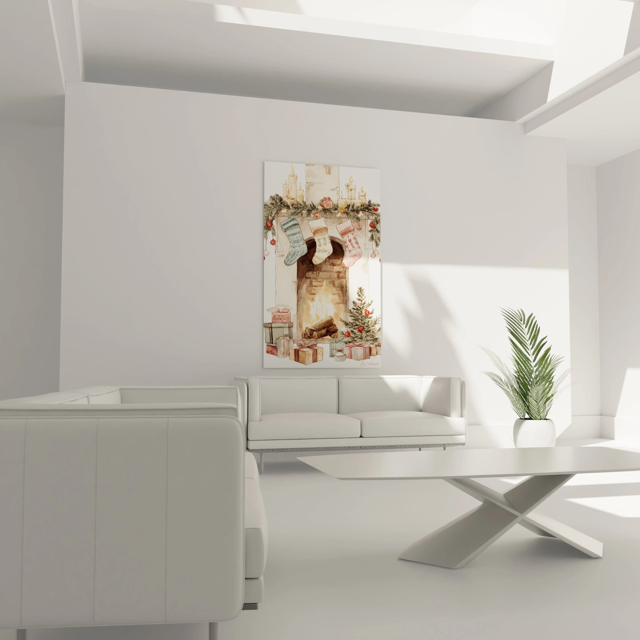 Tableau mural Walensky avec un design coloré, idéal pour la décoration de Noël, tableau cheminée Noël