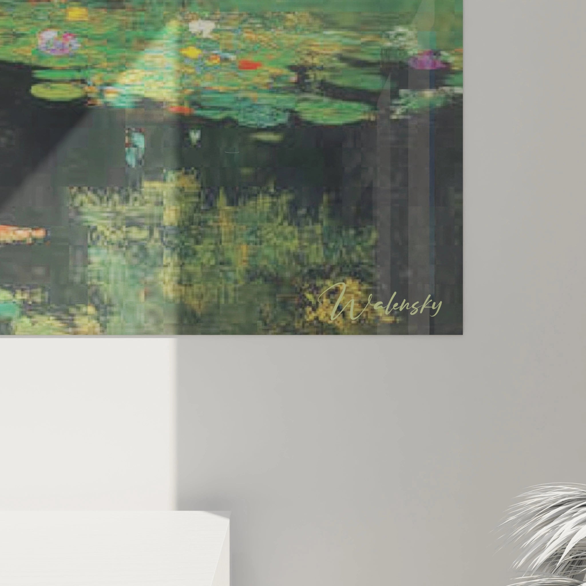 Tableau mural Walensky paysage aquatique symboliste nénuphars reflets dorés tableau cheval blanc symboliste