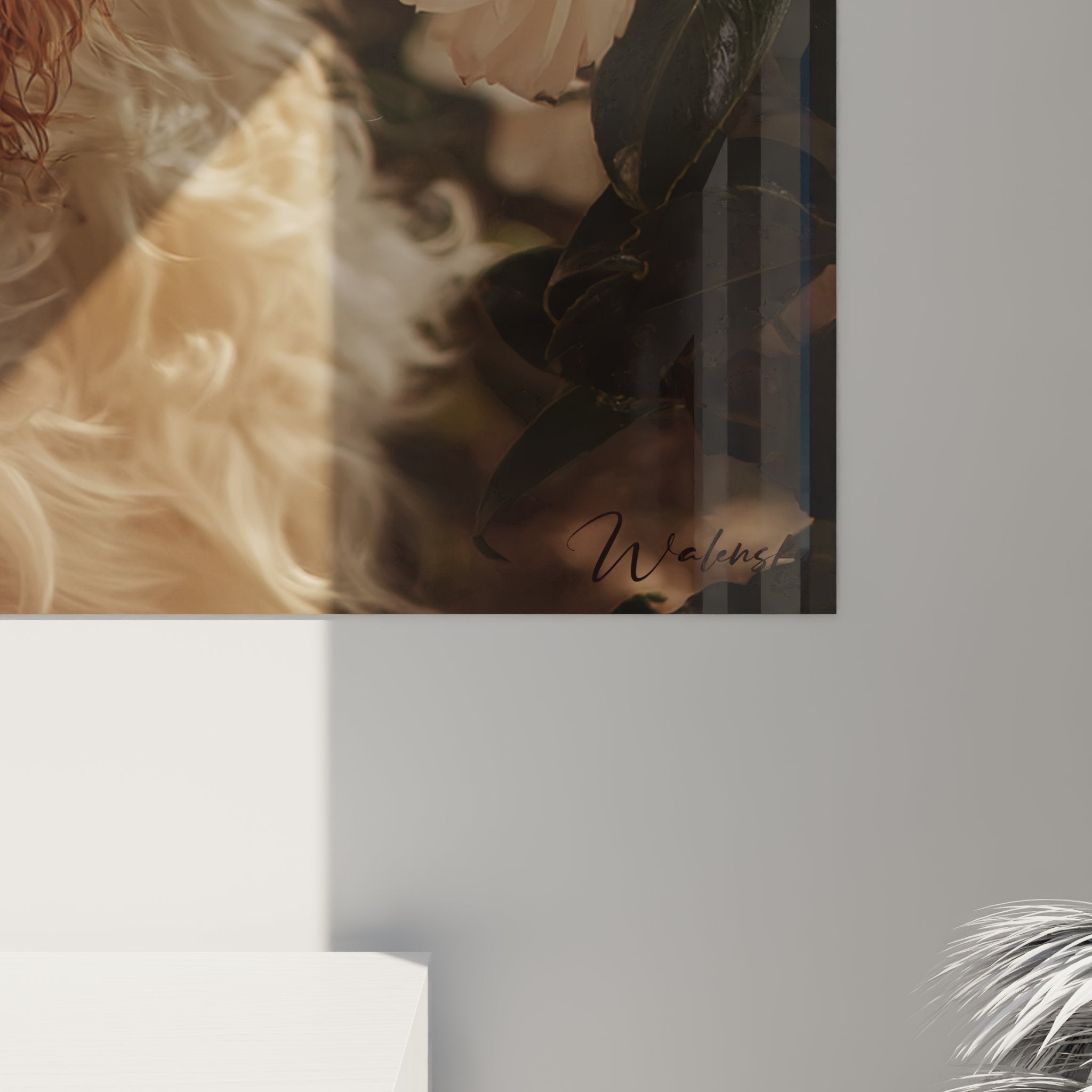 vue ensemble tableau cavalier king charles pivoines composition florale animaliere tons chauds et roses