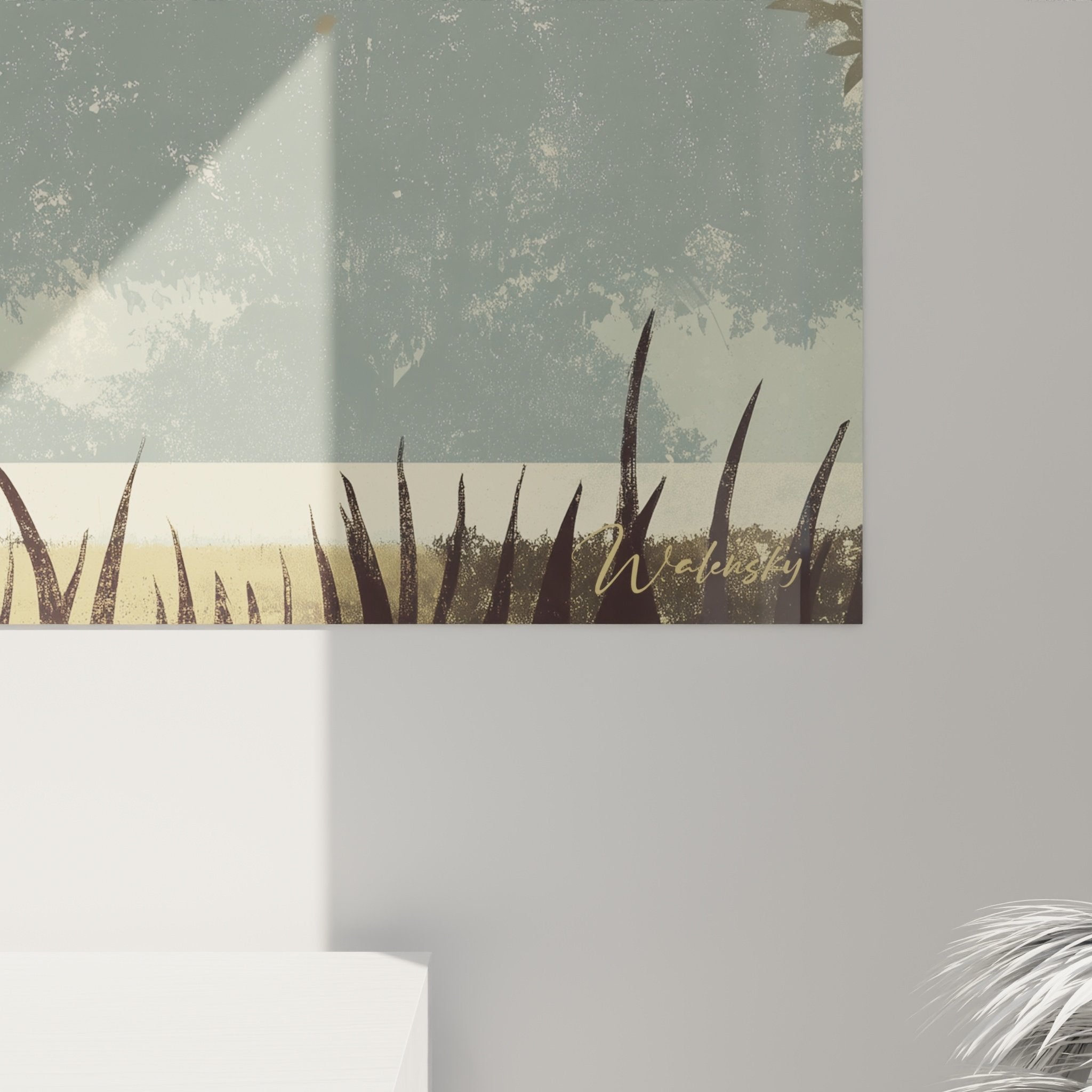 Vue ensemble tableau Berger Belge Malinois silhouette nature brumeuse decoration murale apaisante