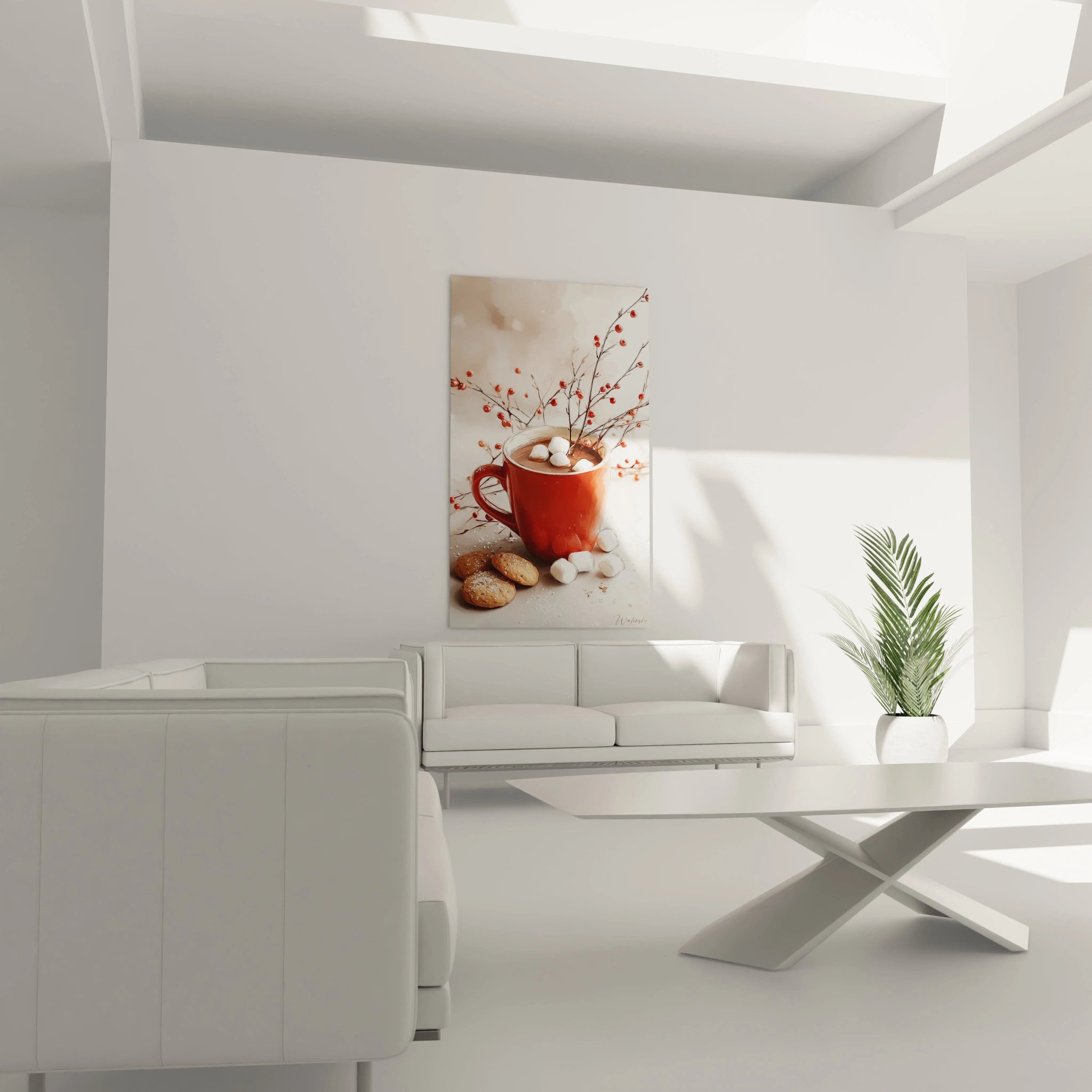 Tableau chocolat décoration murale Noël avec un portrait artistique et des couleurs vibrantes