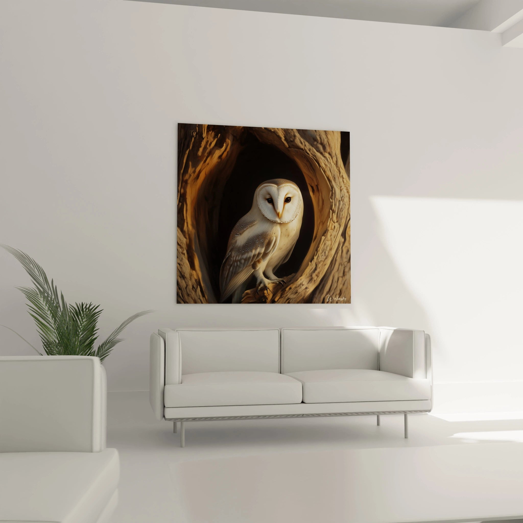 Tableau chouette Walensky sur fond naturel, parfait pour embellir votre intérieur