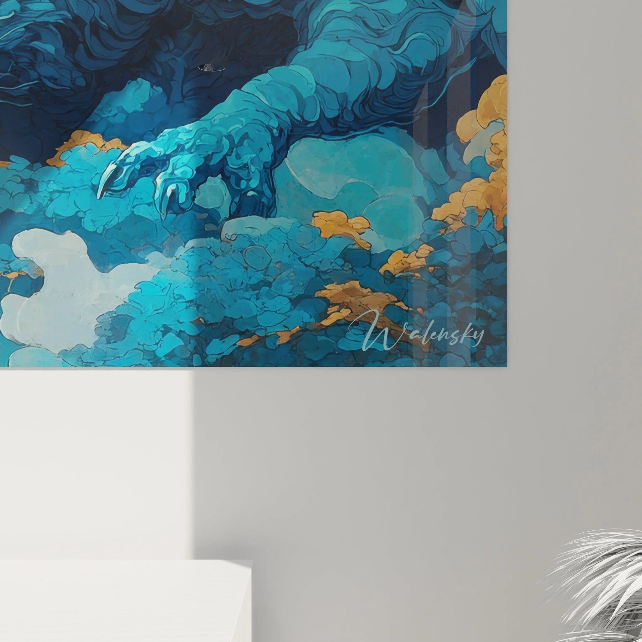 Vue ensemble tableau dragon céleste contexte décoratif art fantastique mural premium