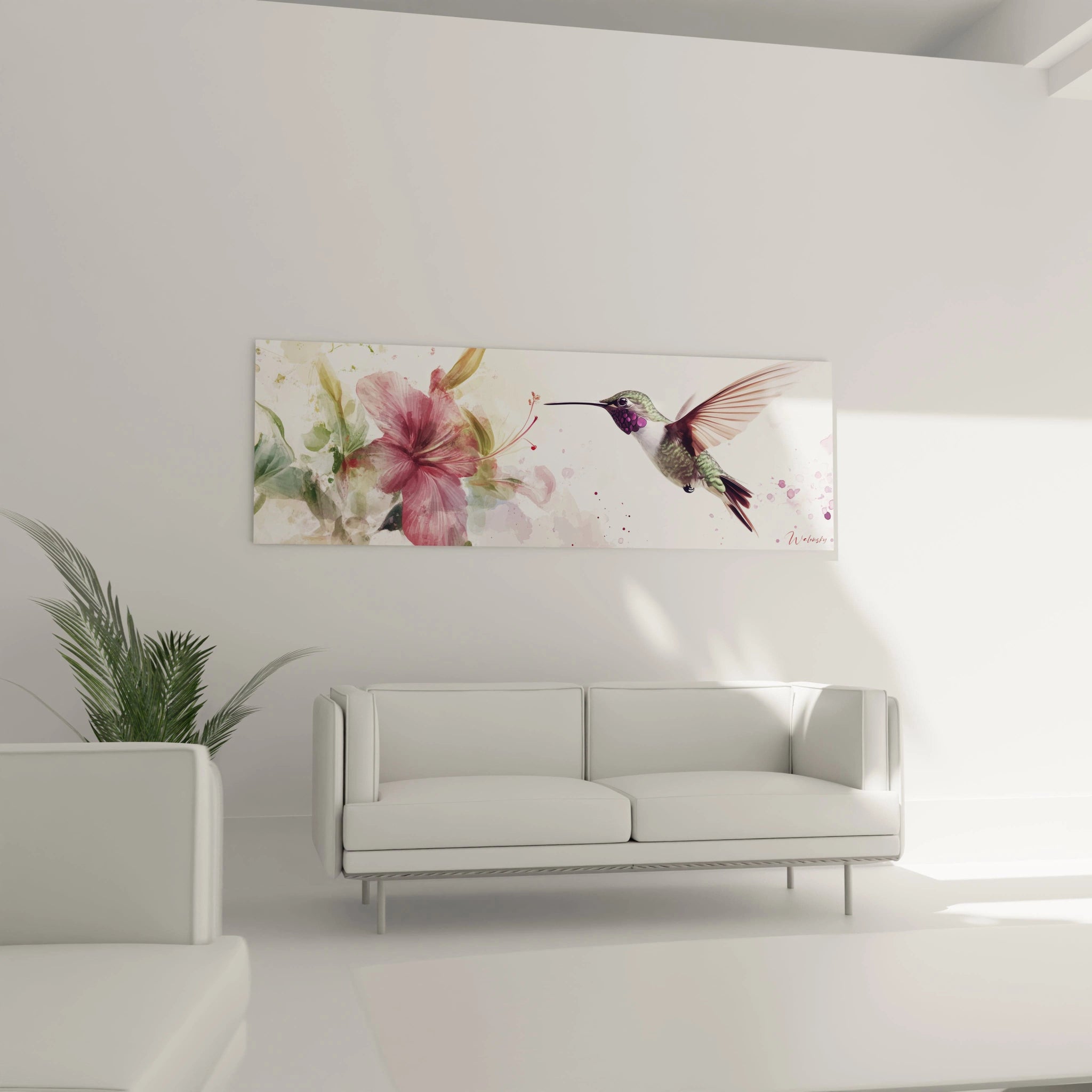 Tableau colibri Walensky avec fleurs, décoration murale artistique pour un intérieur moderne