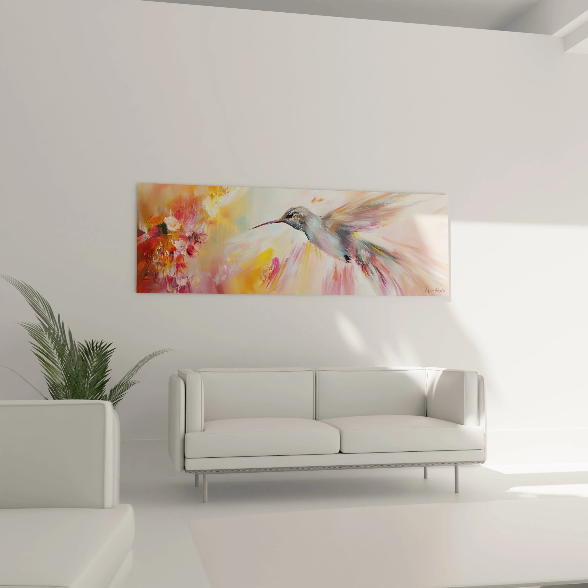 Tableau colibri Walensky coloré et élégant, parfait pour décorer un salon moderne