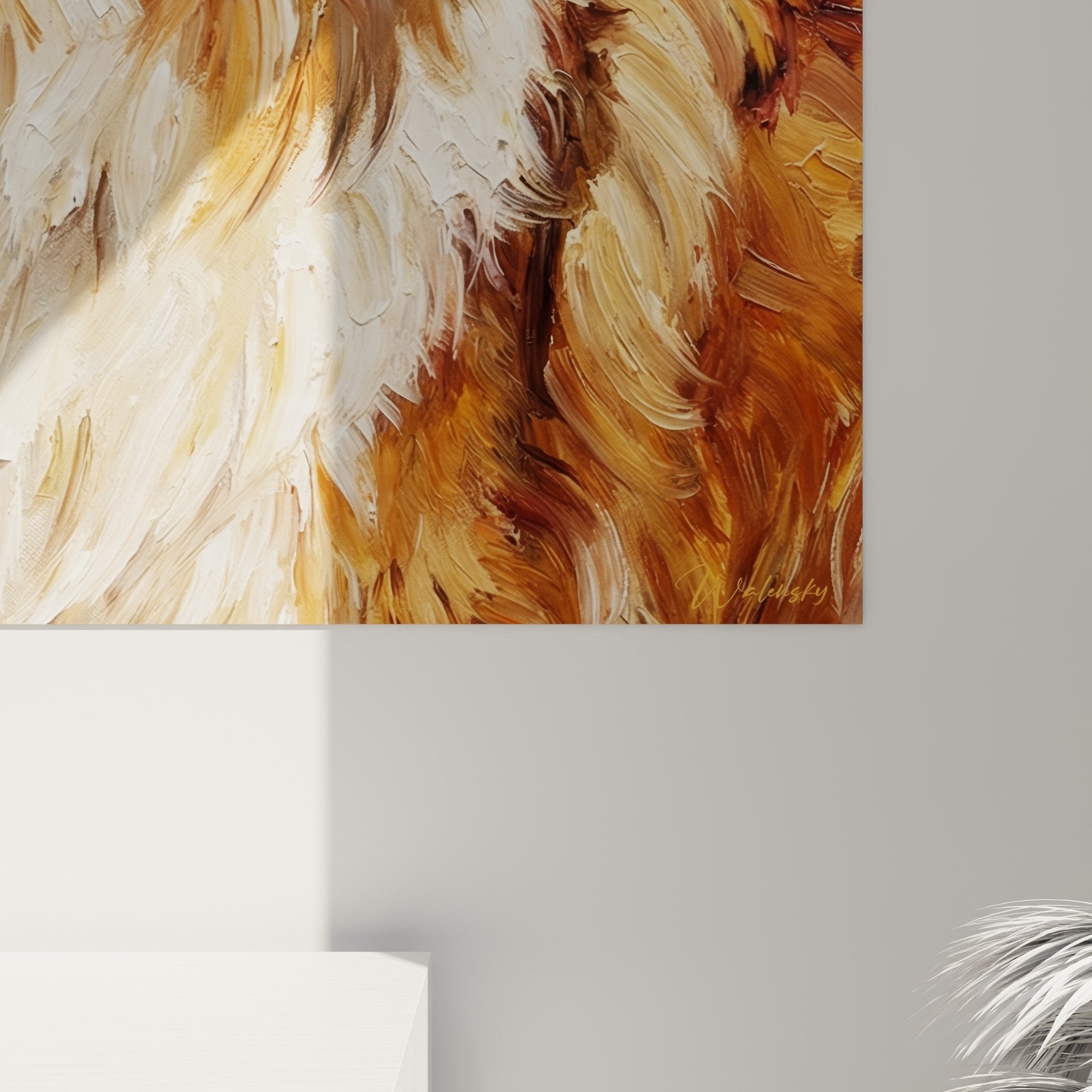 Vue d'ensemble du tableau Collie portrait dans un interieur contemporain avec eclairage naturel doux