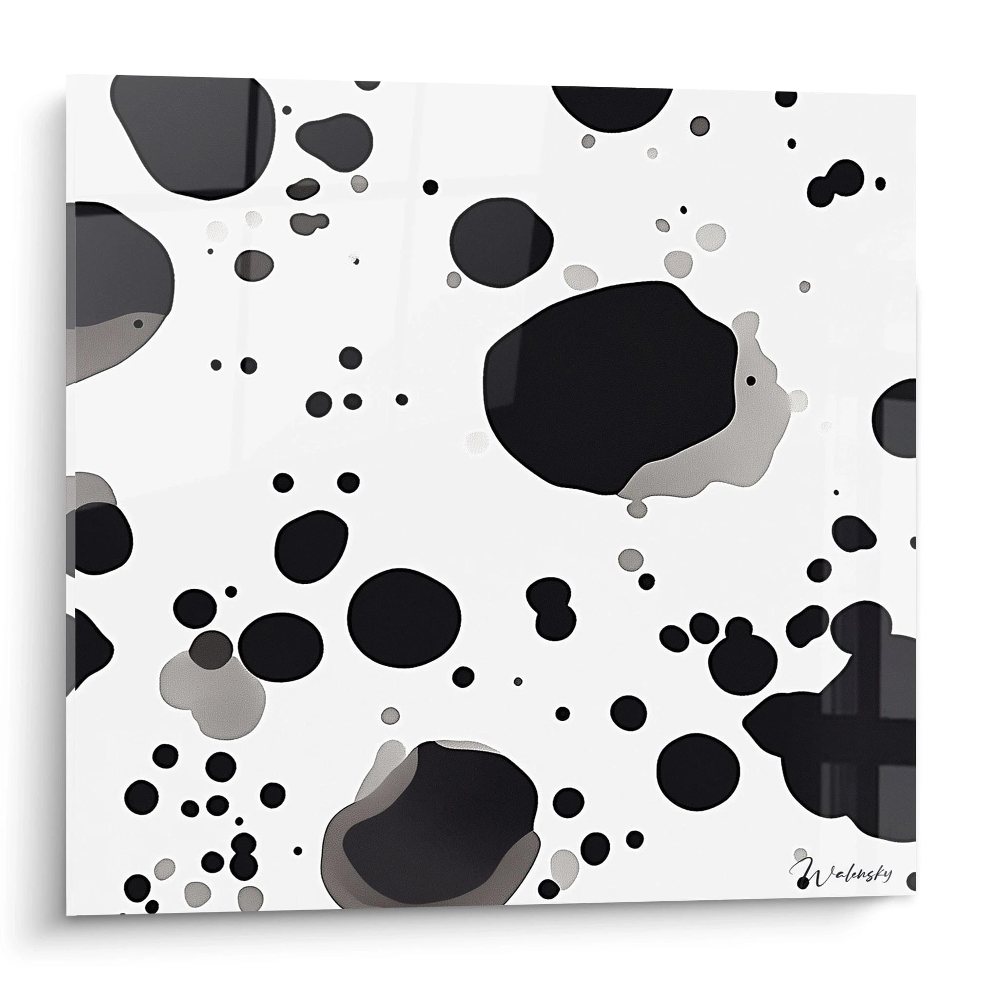 Tableau tacheté noir et blanc Dalmat de Walensky avec des motifs abstraits modernes