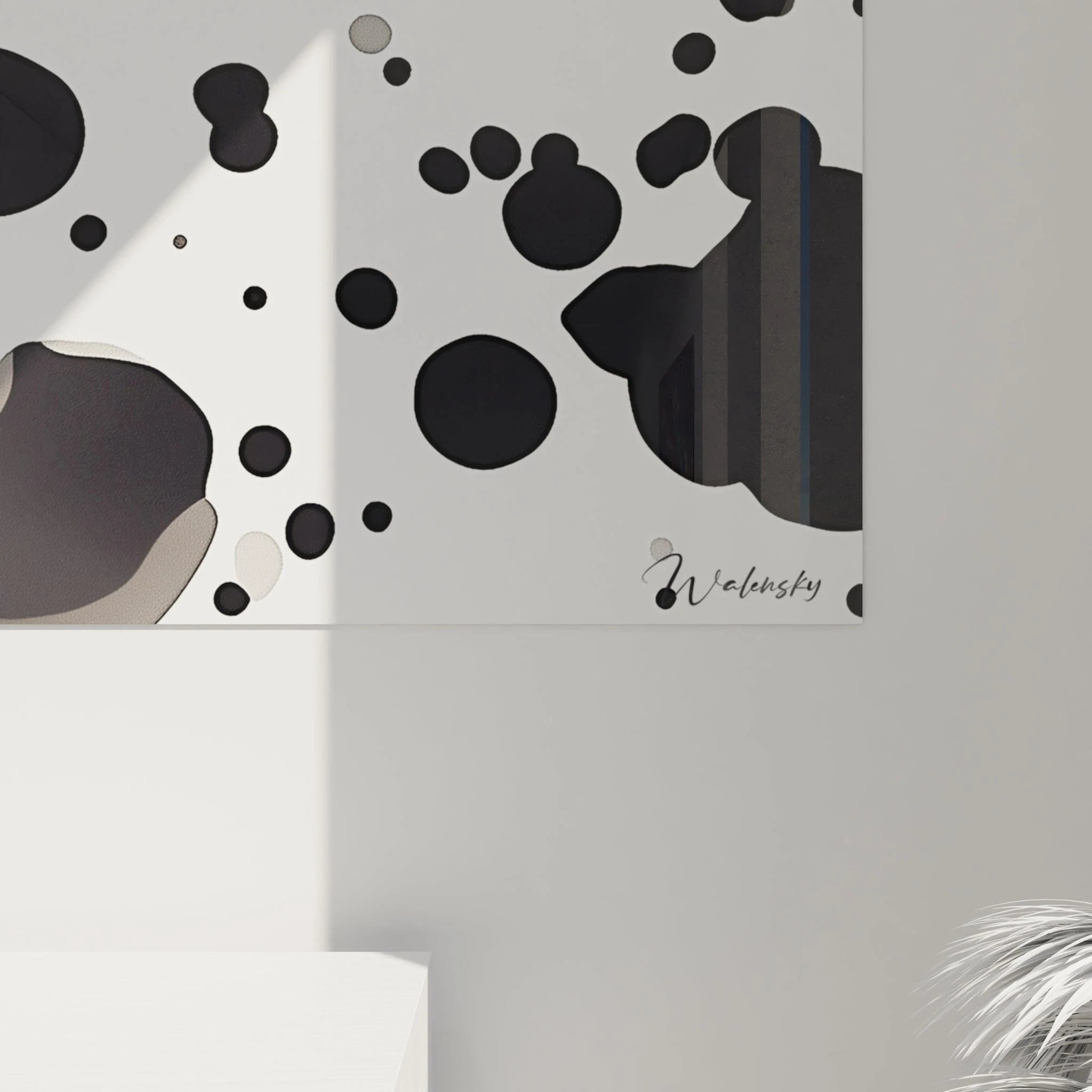 Tableau Dalmat en noir et blanc avec des taches abstraites de Walensky