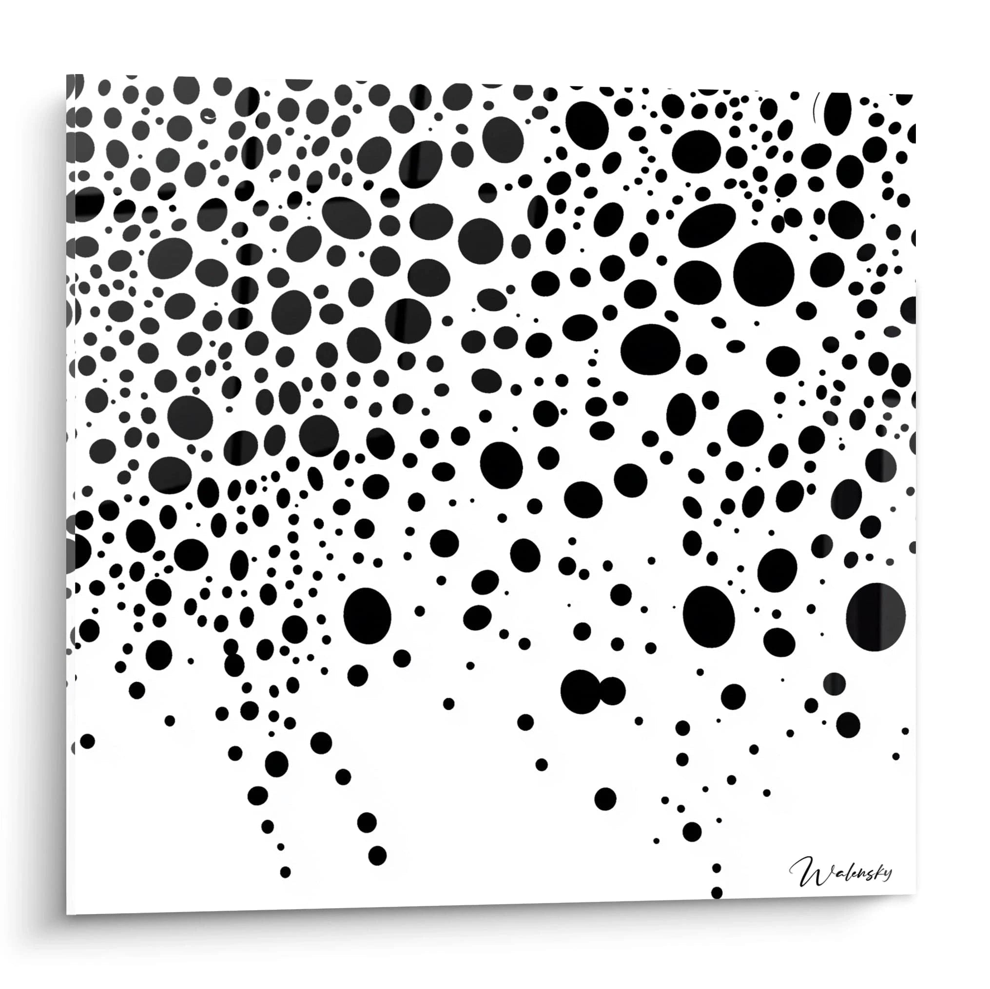 Tableau tacheté noir et blanc de Walensky avec motif de cercles variés pour décoration moderne