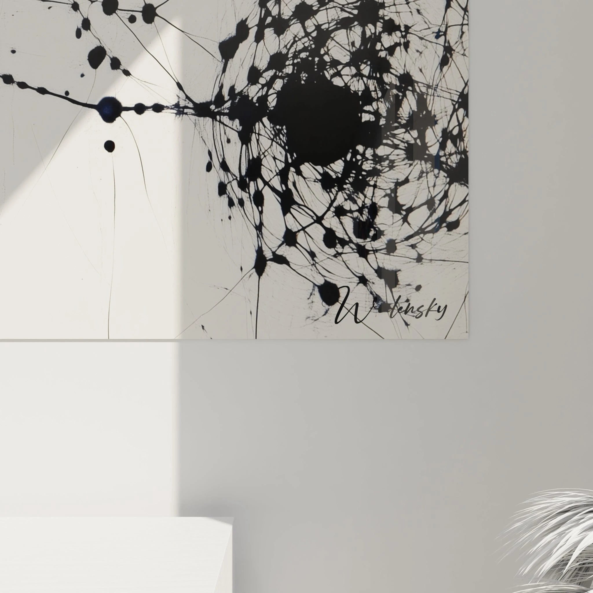 Tableau tacheté noir et blanc de Walensky avec motifs abstraits pour une décoration moderne