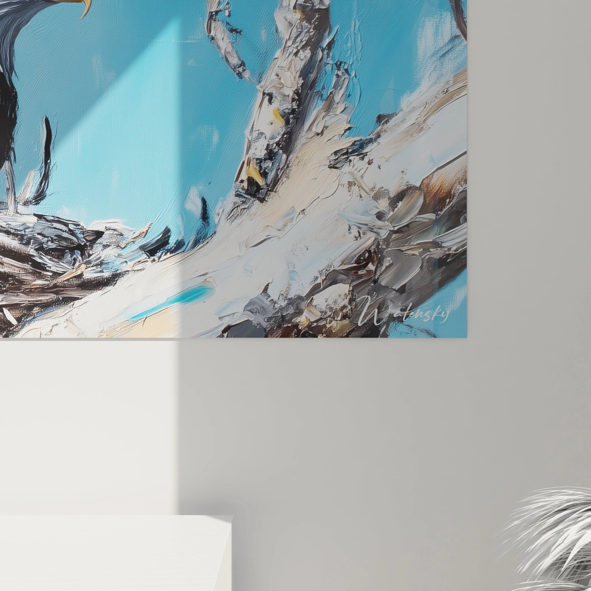 Tableau aigle en peinture abstraite avec des couleurs vives de Walensky