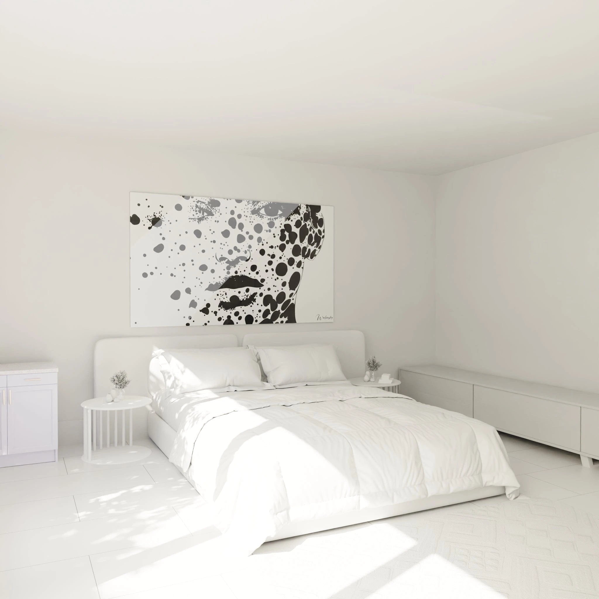 Tableau visage noir et blanc Walensky, décoration murale moderne pour chambre à coucher