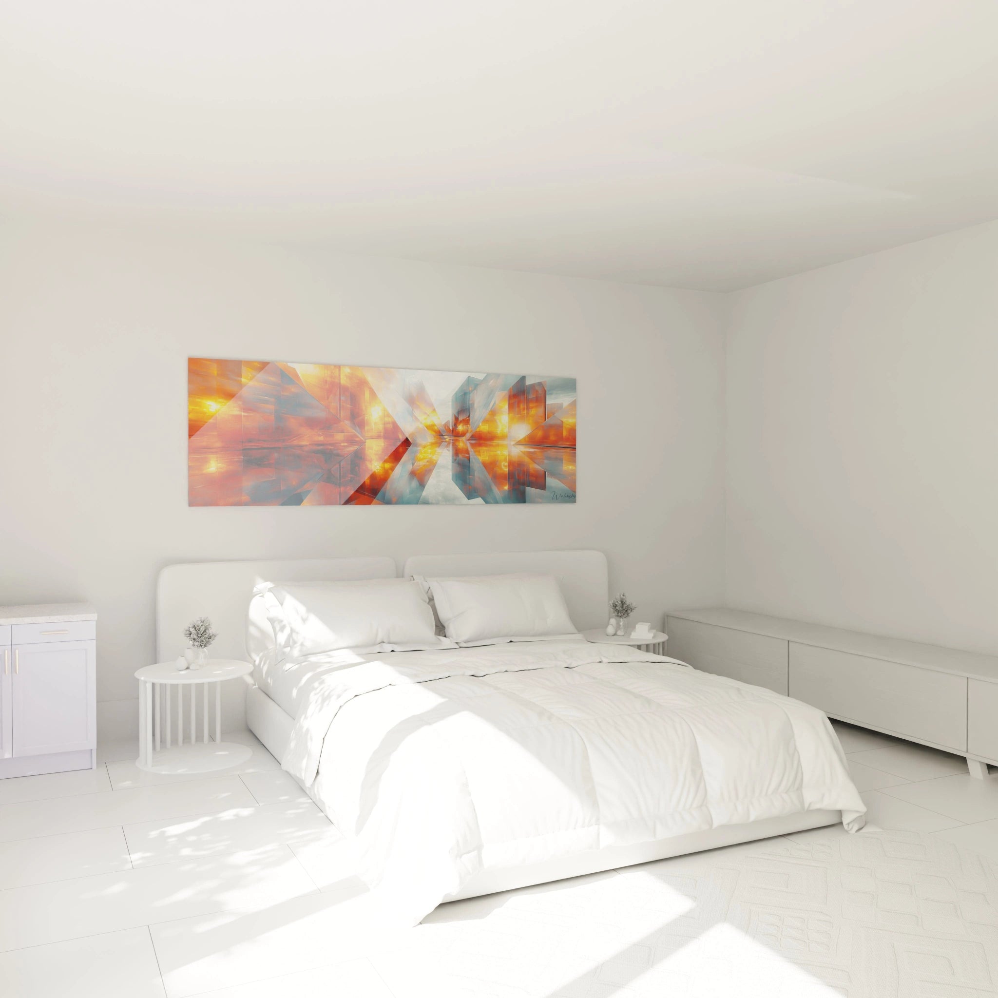 Tableau géométrique abstrait Walensky aux couleurs vives, parfait pour décorer une chambre moderne