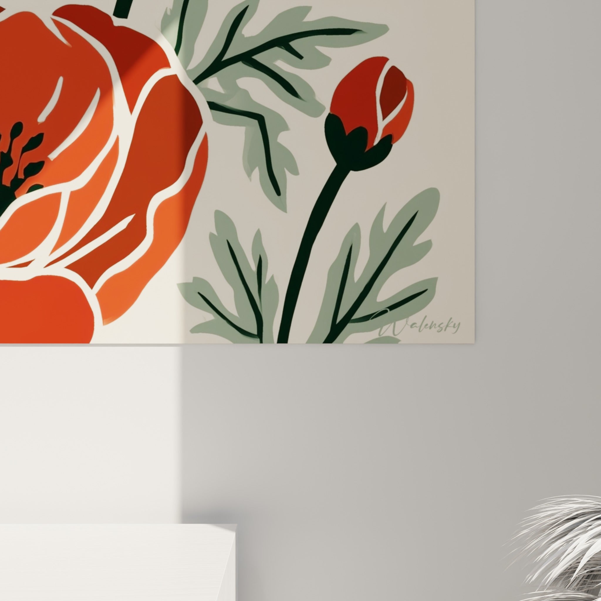 Détail des pétales rouge vermillon et des nervures blanches du coquelicot, matière lisse et contrastée