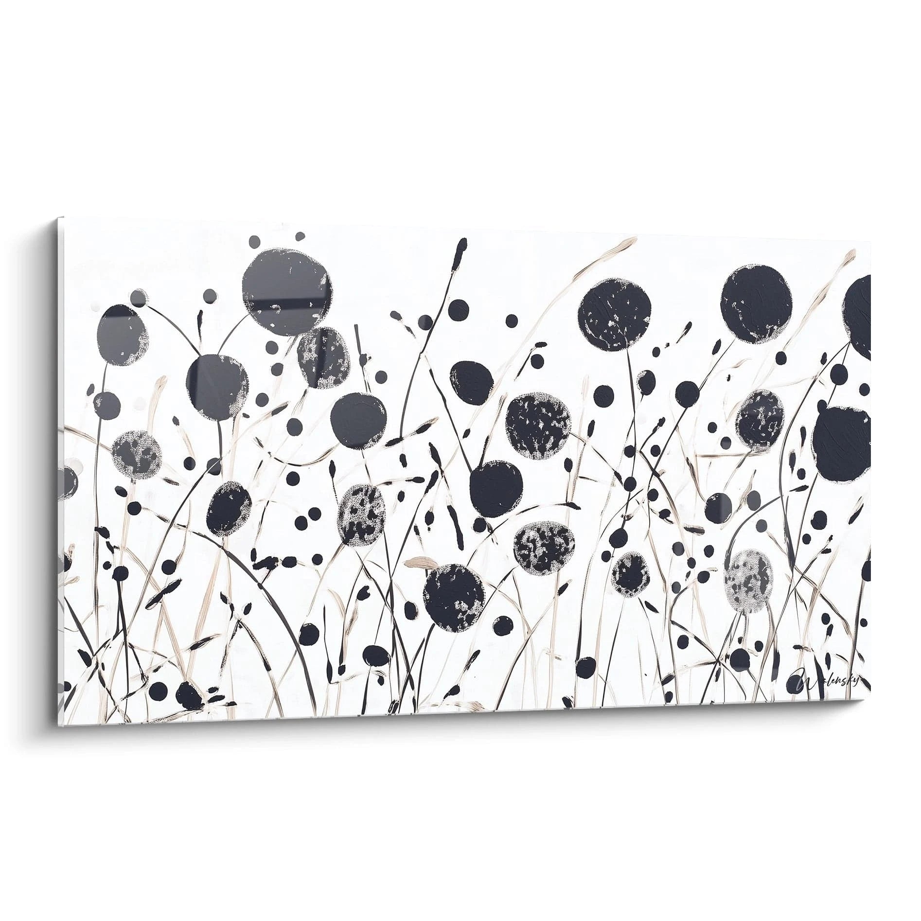 Tableau tacheté noir et blanc de Walensky avec motifs abstraits et design moderne