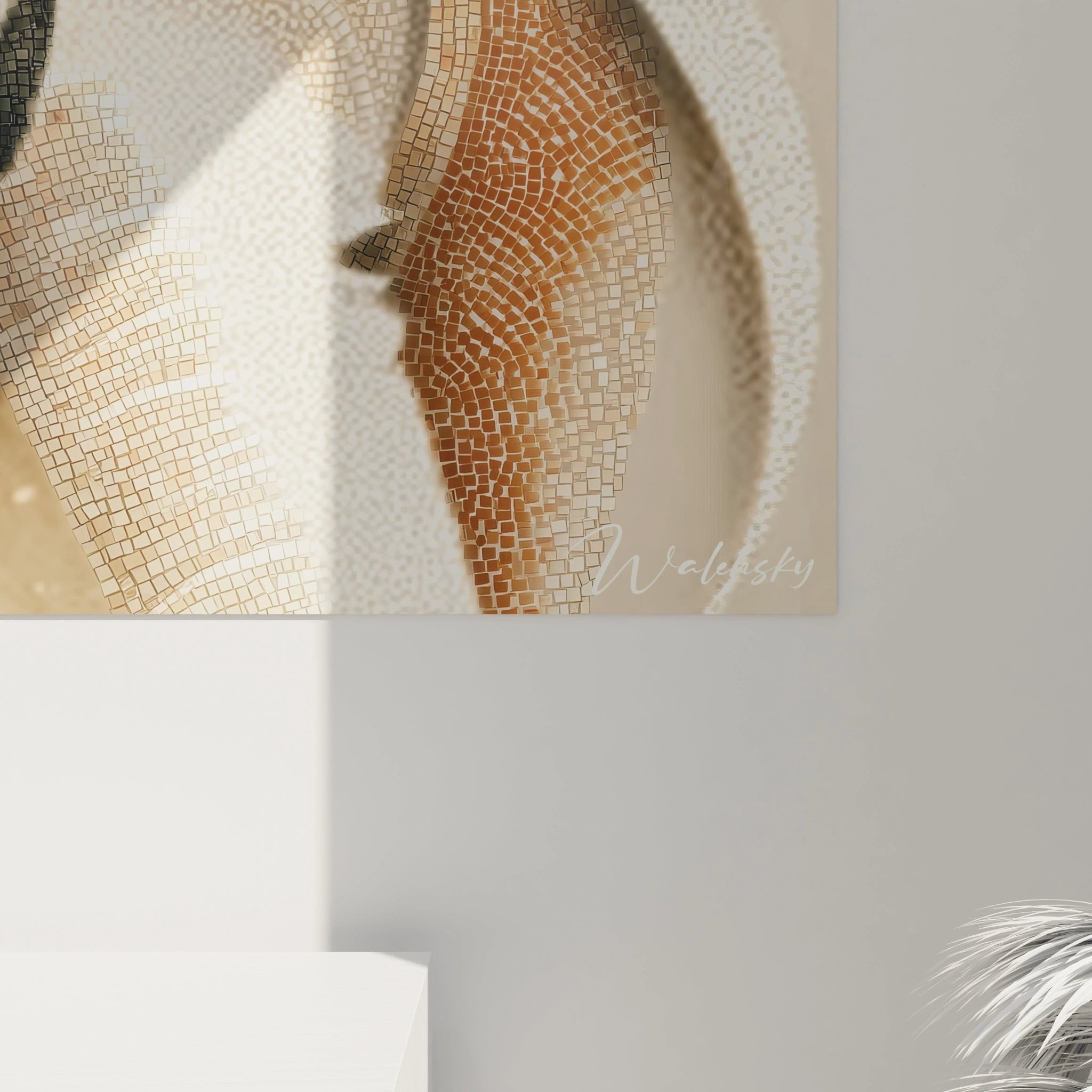 Tableau costume vintage de Walensky représentant un design en mosaïque élégant sur fond neutre