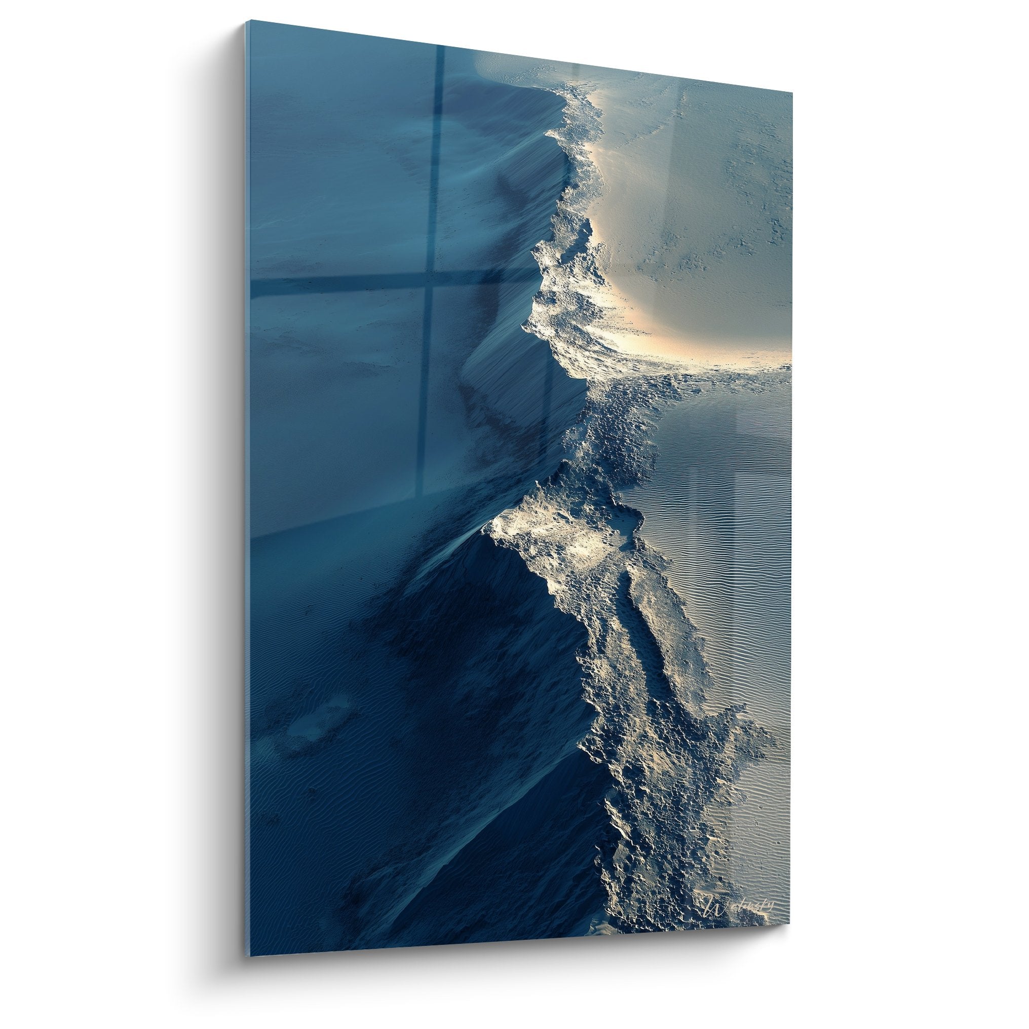 Vue aérienne côte marine bleu et or, vagues et rivage doré, Edition Sable
