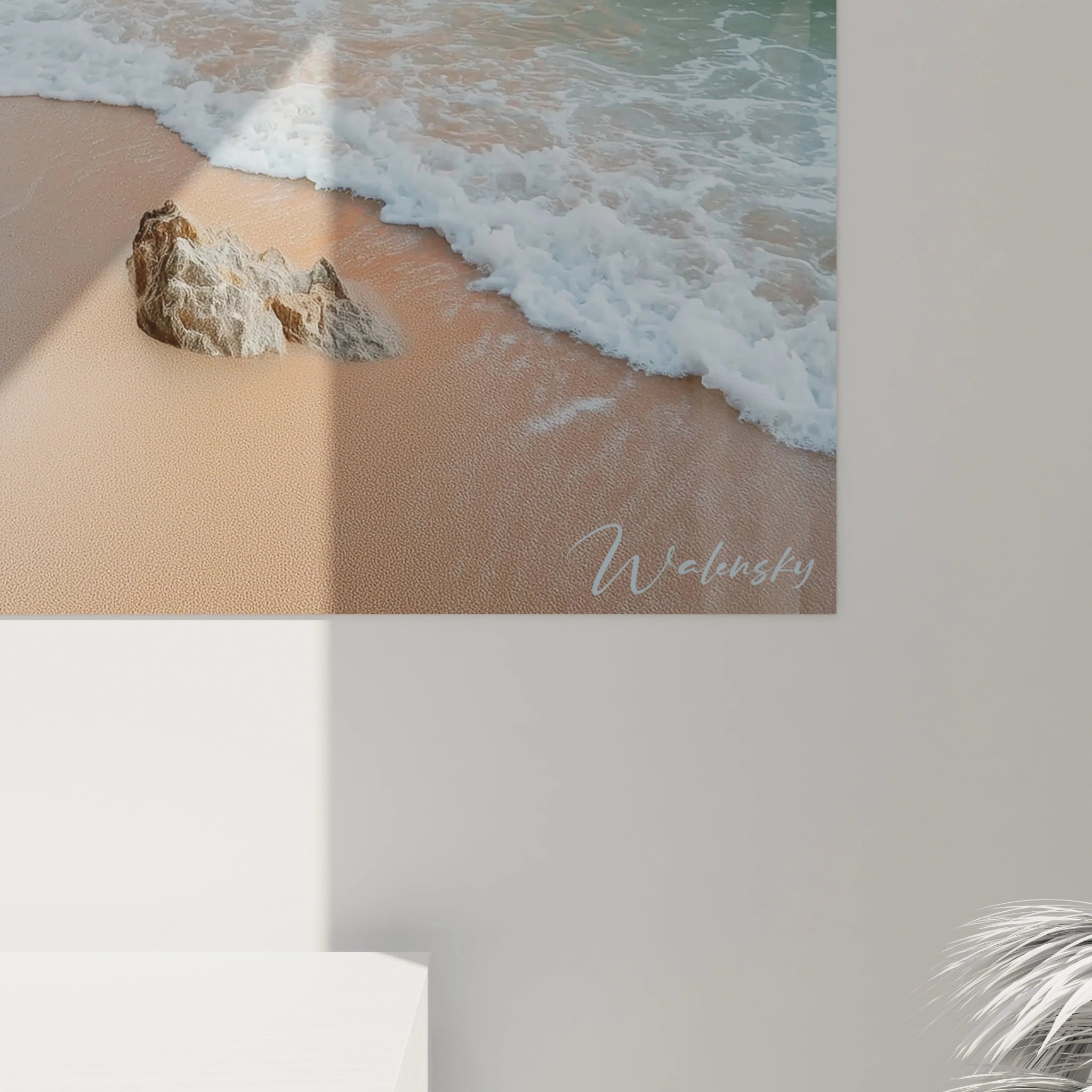 tableau mural paysage côtier Walensky décor plage vagues sable rocher signé idéal pour salon ou chambre