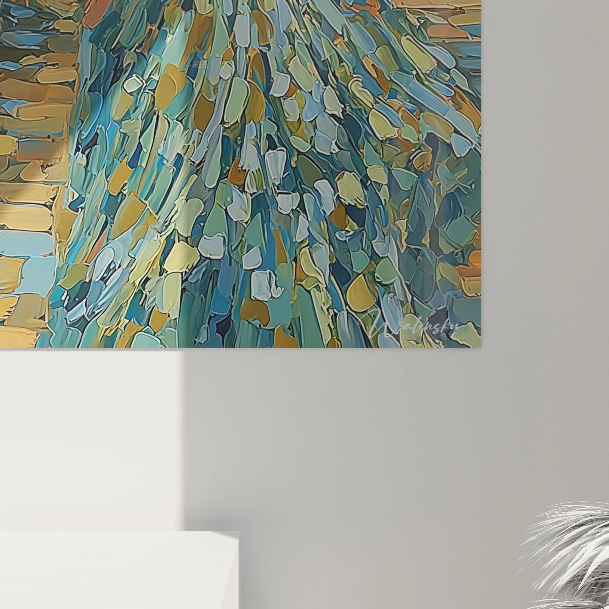 Tableau mural couple élégant de Walensky avec des couleurs vives et un design abstrait moderne