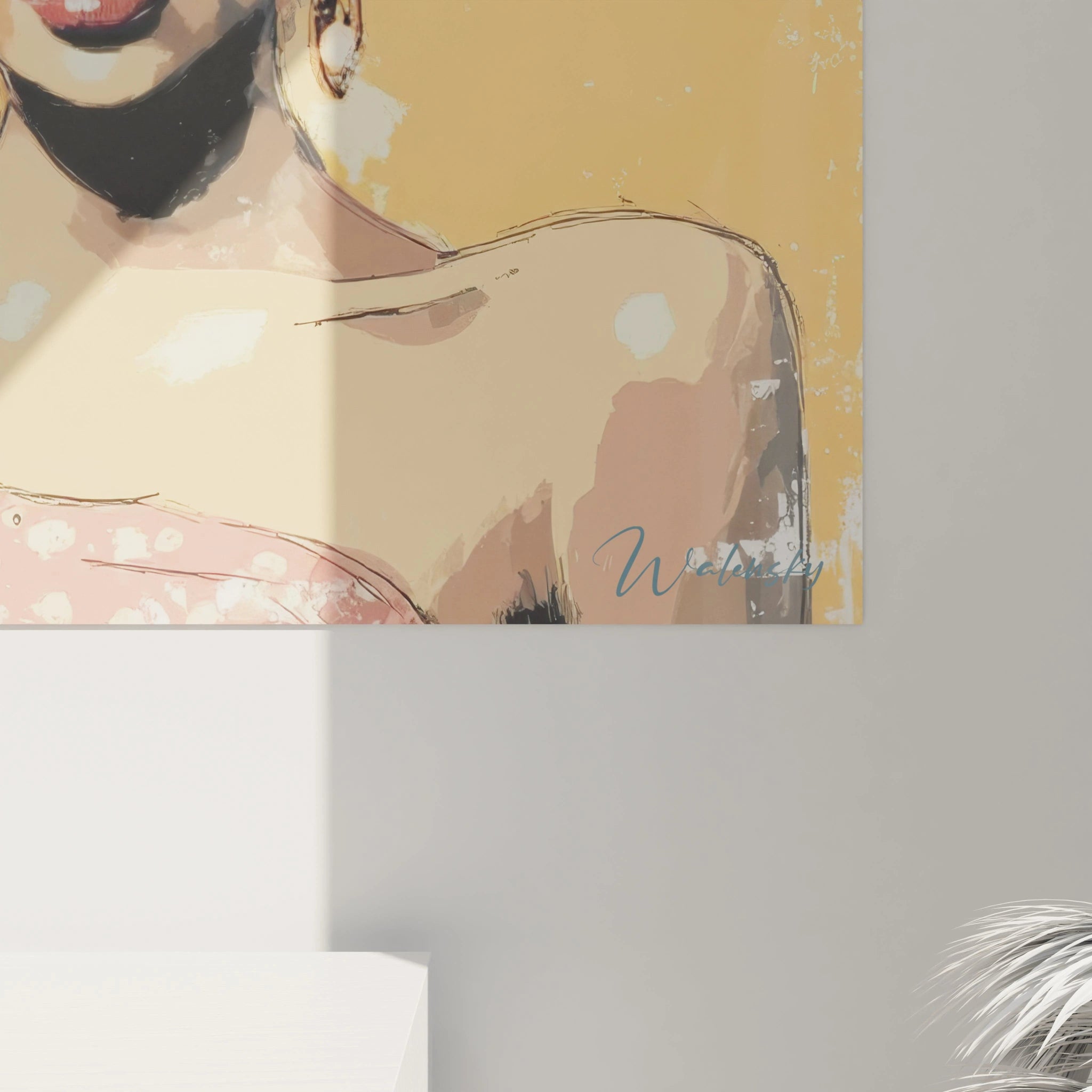 Tableau couple style années 50 par Walensky, représentant un portrait élégant et vintage