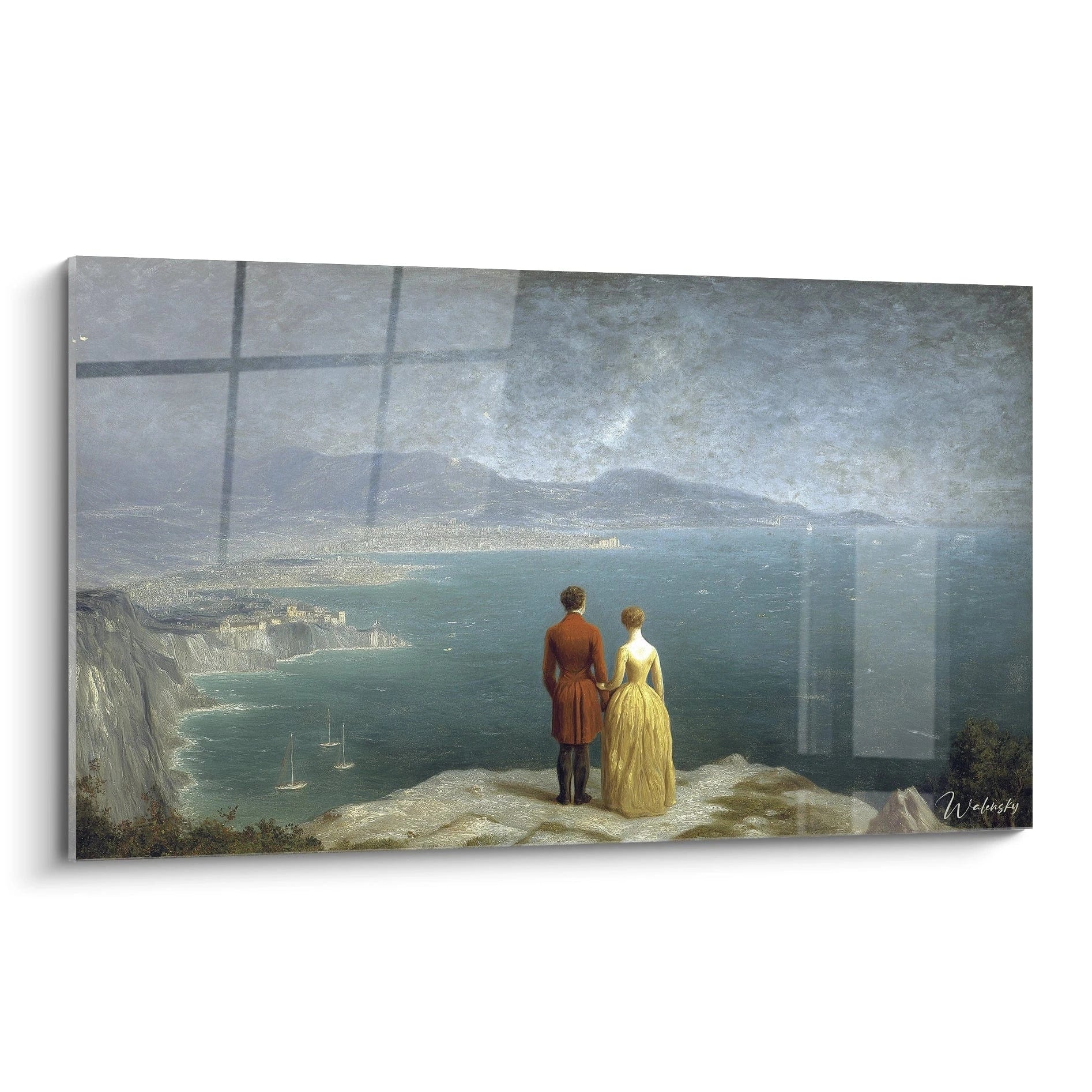 Walensky tableau couple romantique peinture murale d un couple sur falaise face a la mer pour décoration intérieure