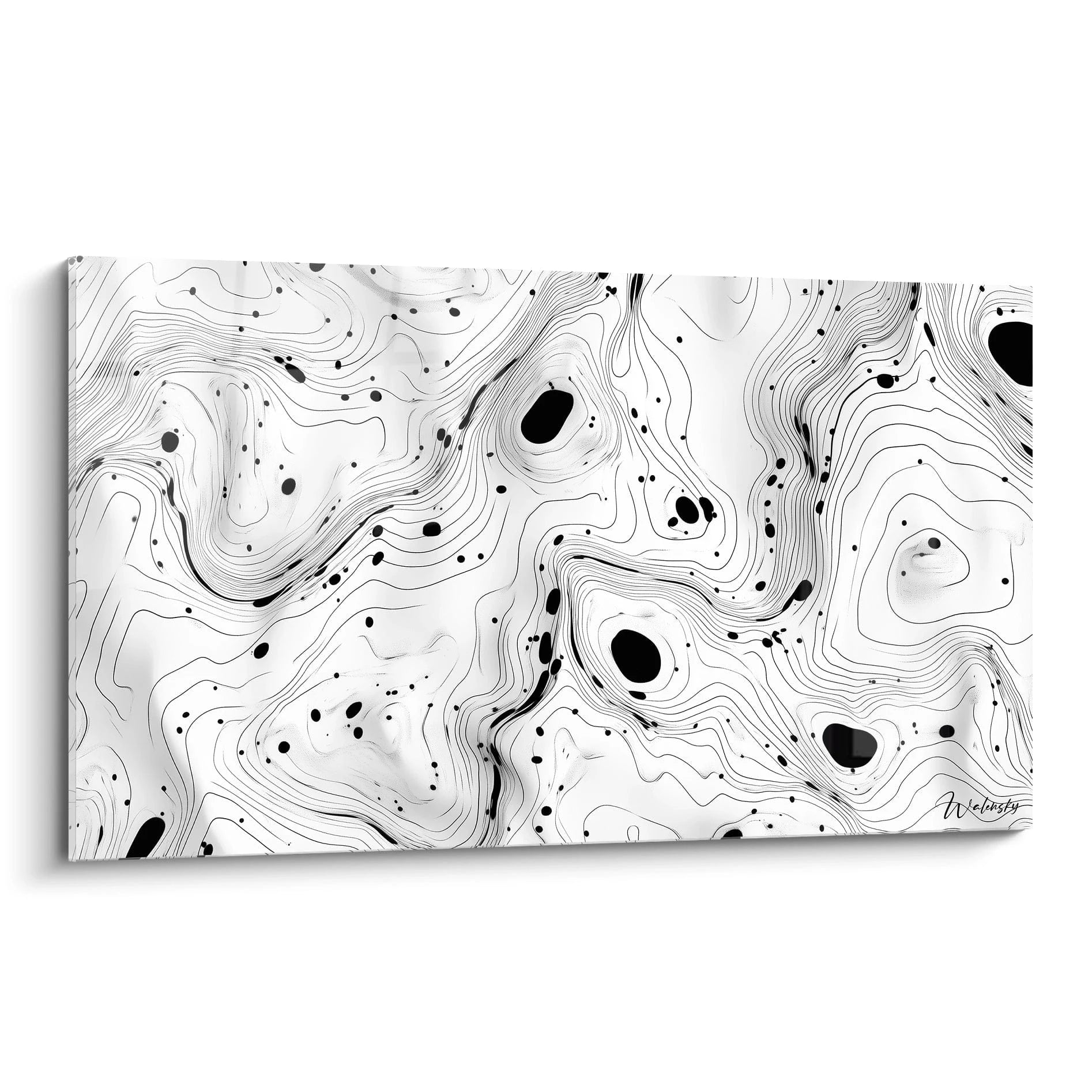 Tableau tacheté noir et blanc de Walensky avec un design abstrait moderne