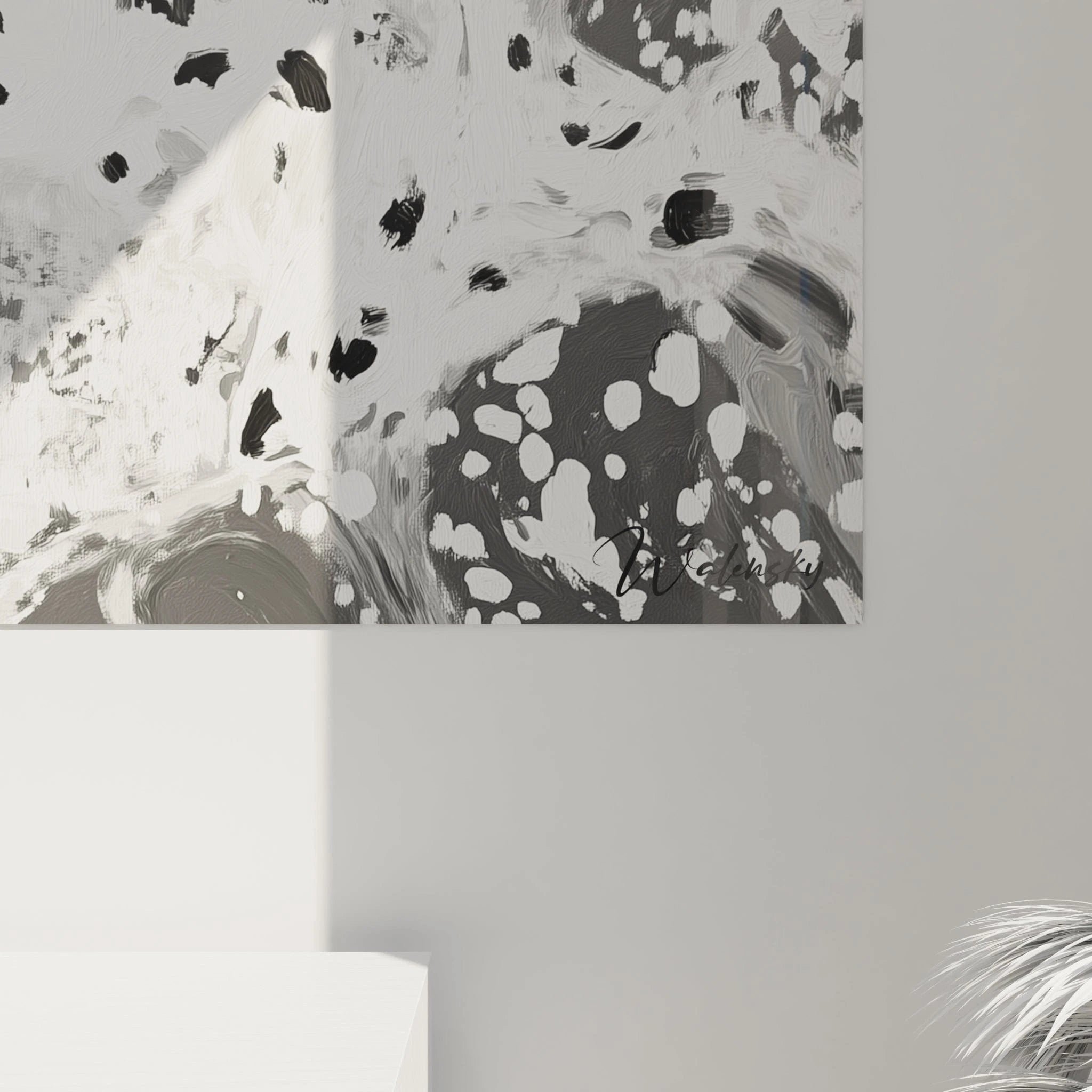 Tableau abstrait noir et blanc de Walensky, motifs artistiques en peinture moderne pour décoration intérieure