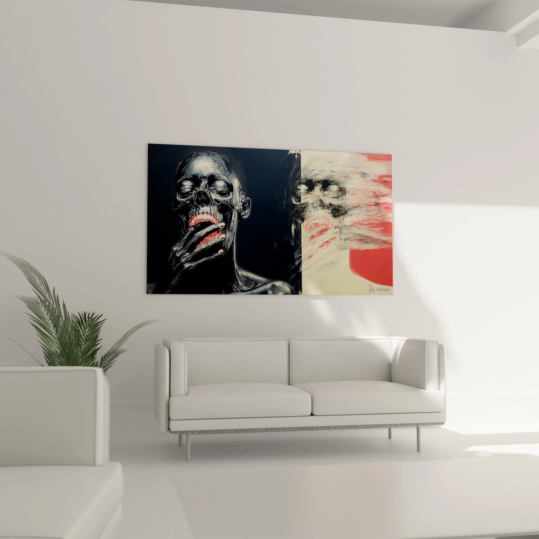 Tableau crâne Angoisse blanche - édition vanité - Walensky