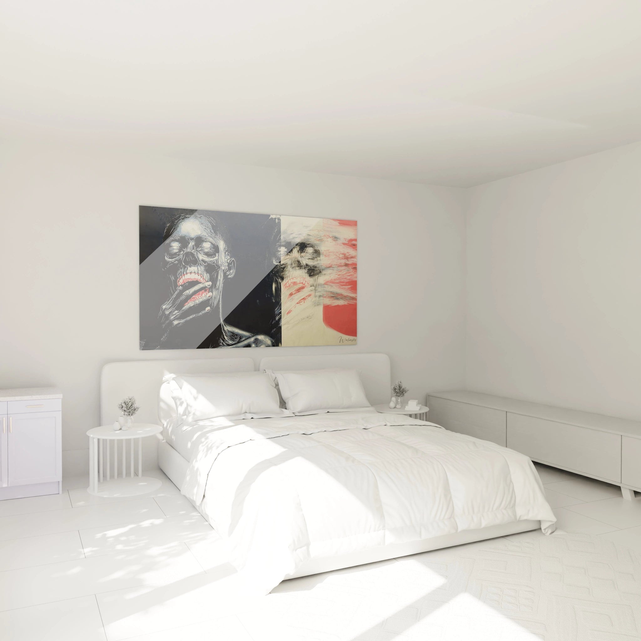 Tableau crâne Angoisse blanche - édition vanité - Walensky