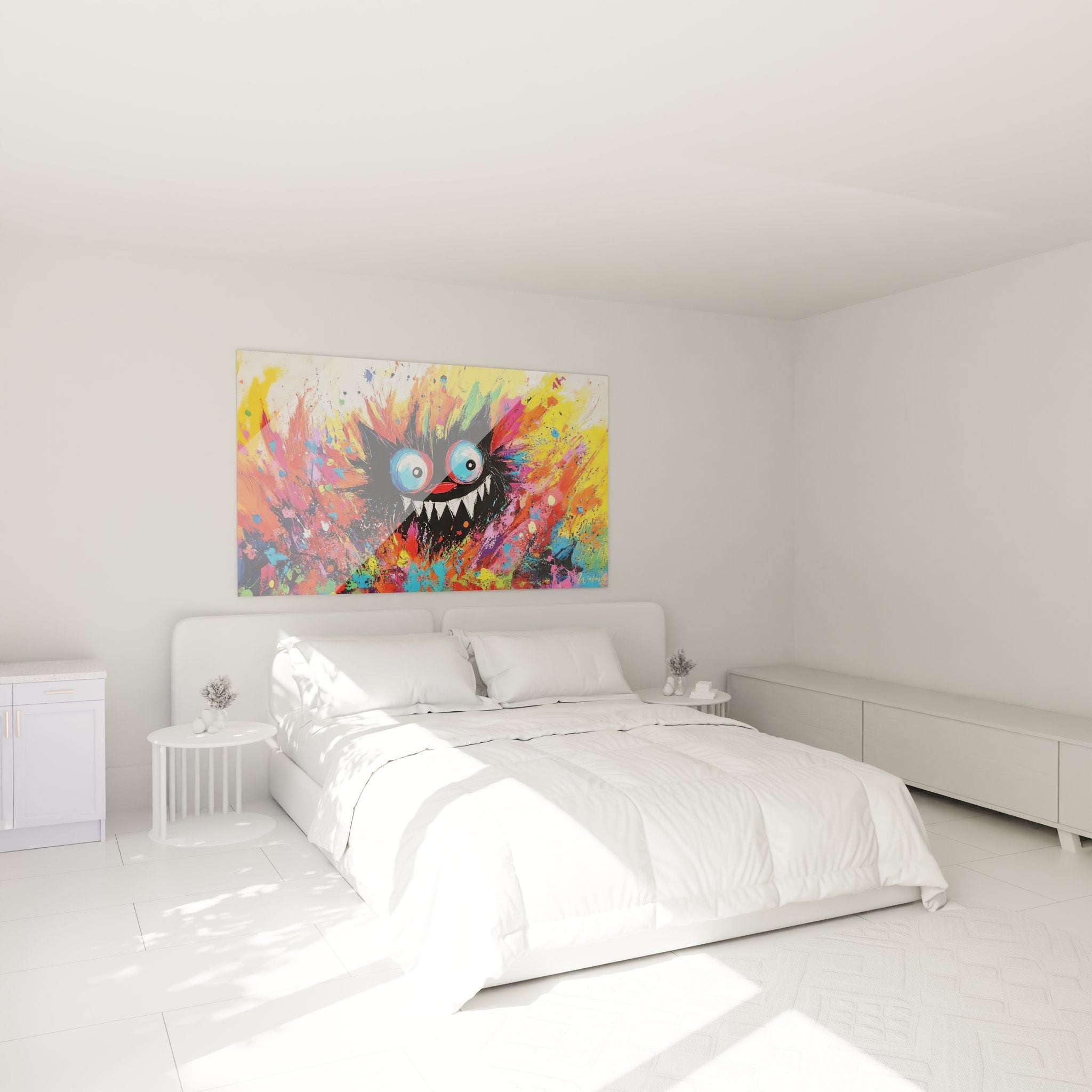 Tableau créature colorée dans chambre moderne décoration murale abstraite multicolore