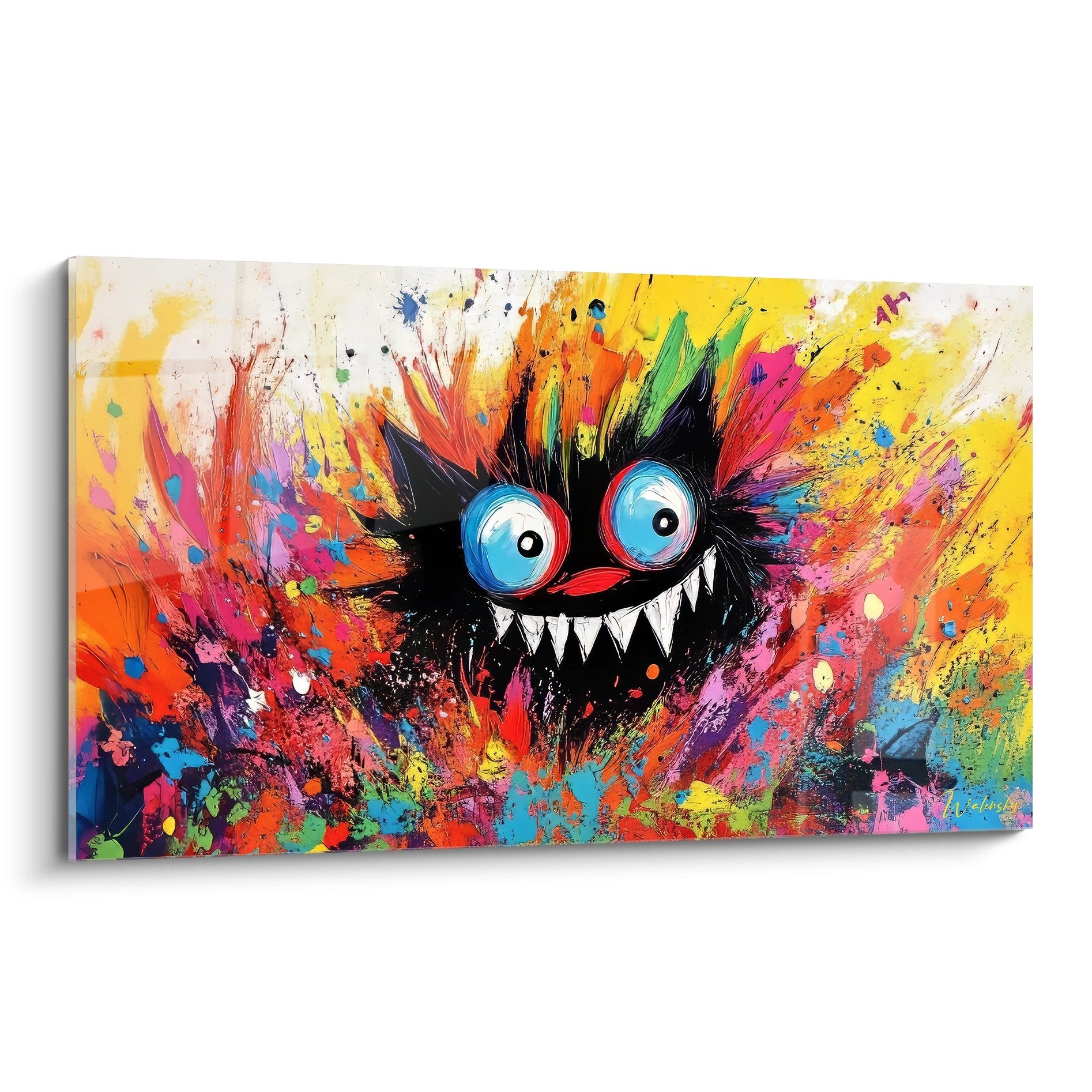 Tableau mural créature fantastique multicolore abstrait explosion couleurs vives art contemporain