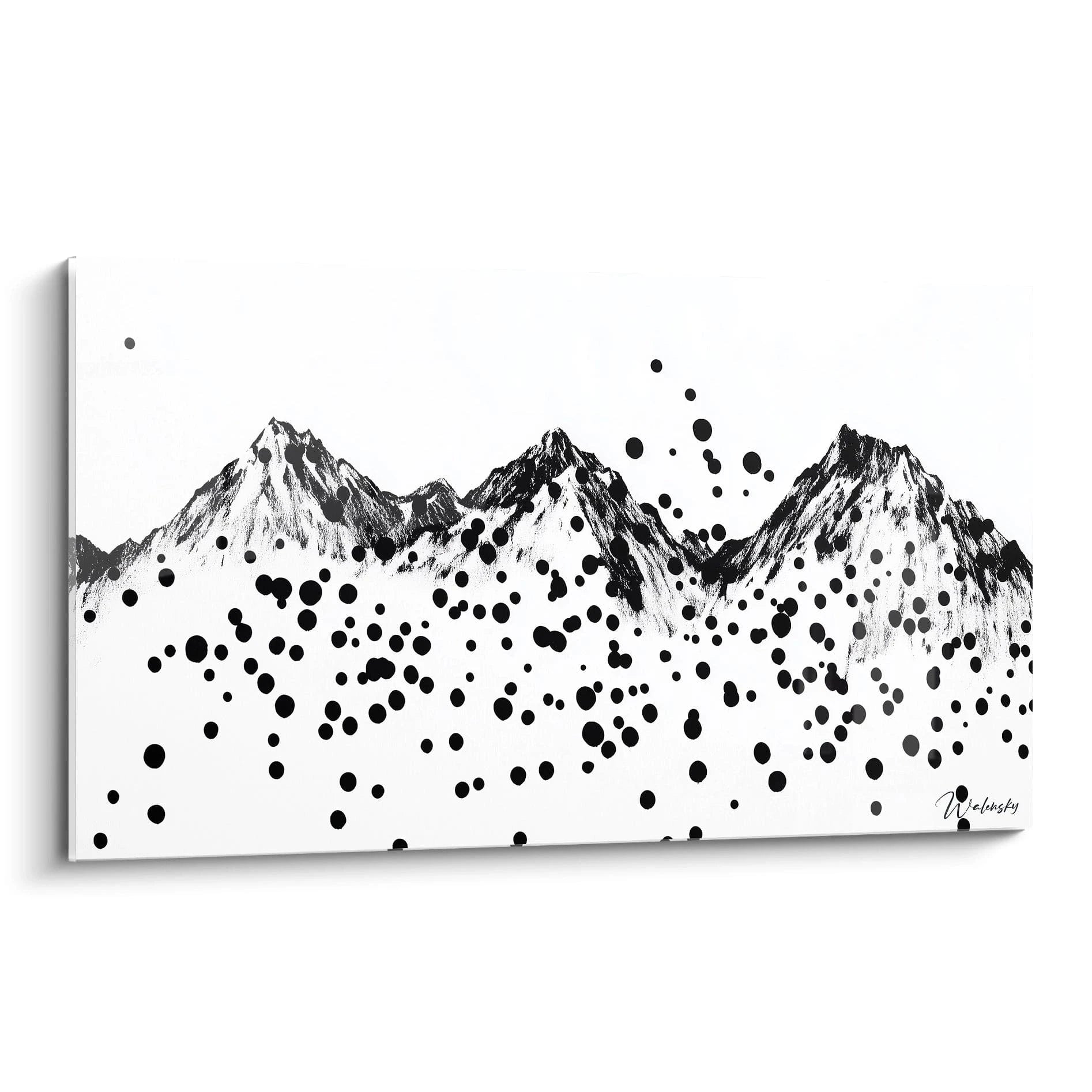 Tableau tacheté noir et blanc de montagnes par Walensky pour une décoration moderne