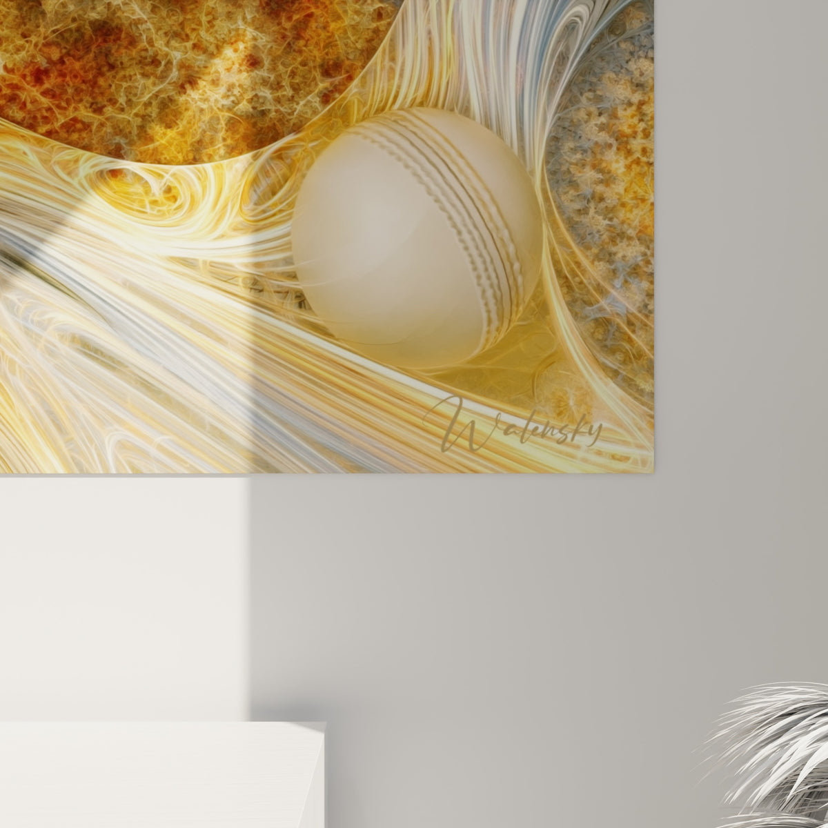 Empâtements dorés et coulures anthracite révélant la texture fractale de ce tableau cricket