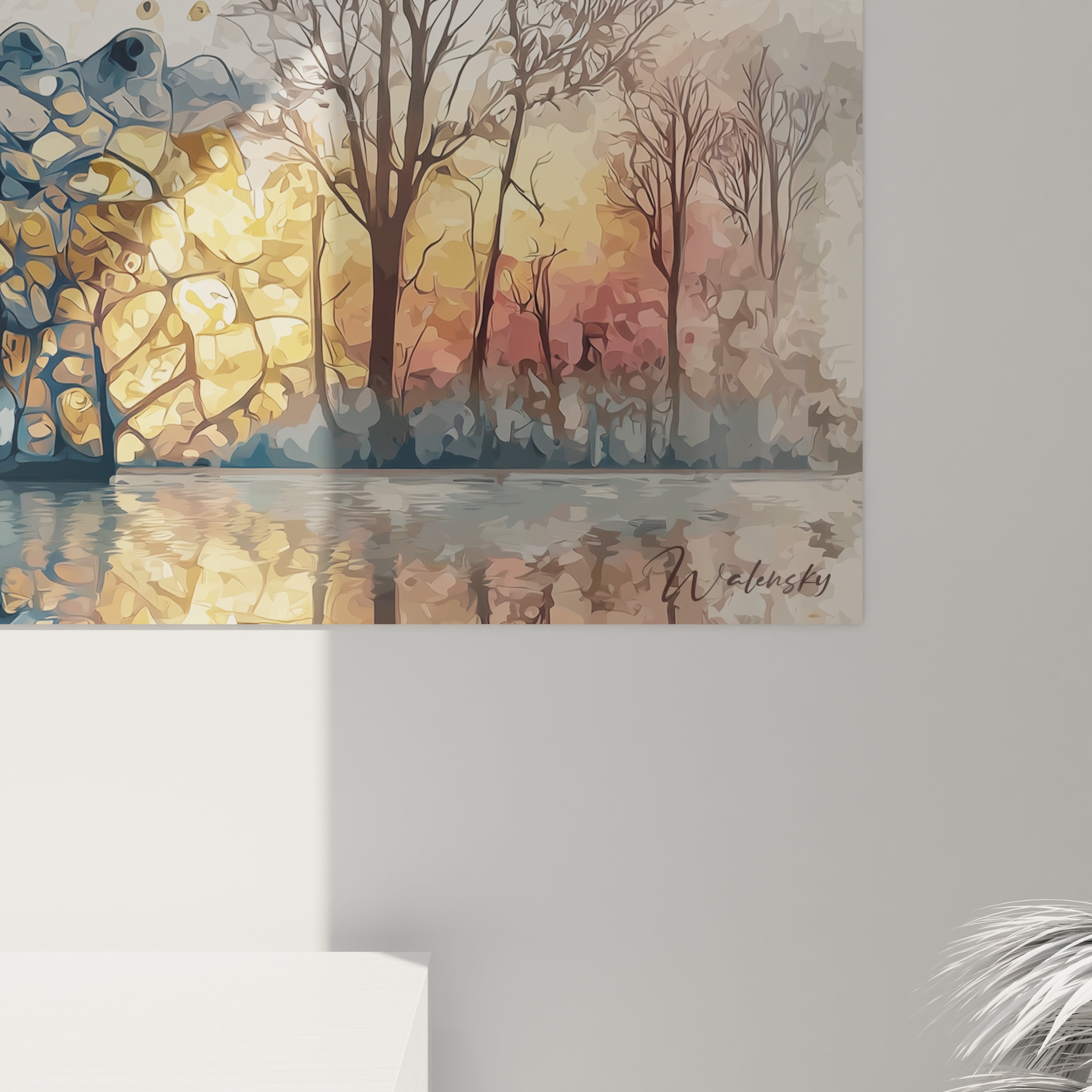 Vue ensemble tableau crocodile doré Kaprosuchus, peinture murale reptile premium