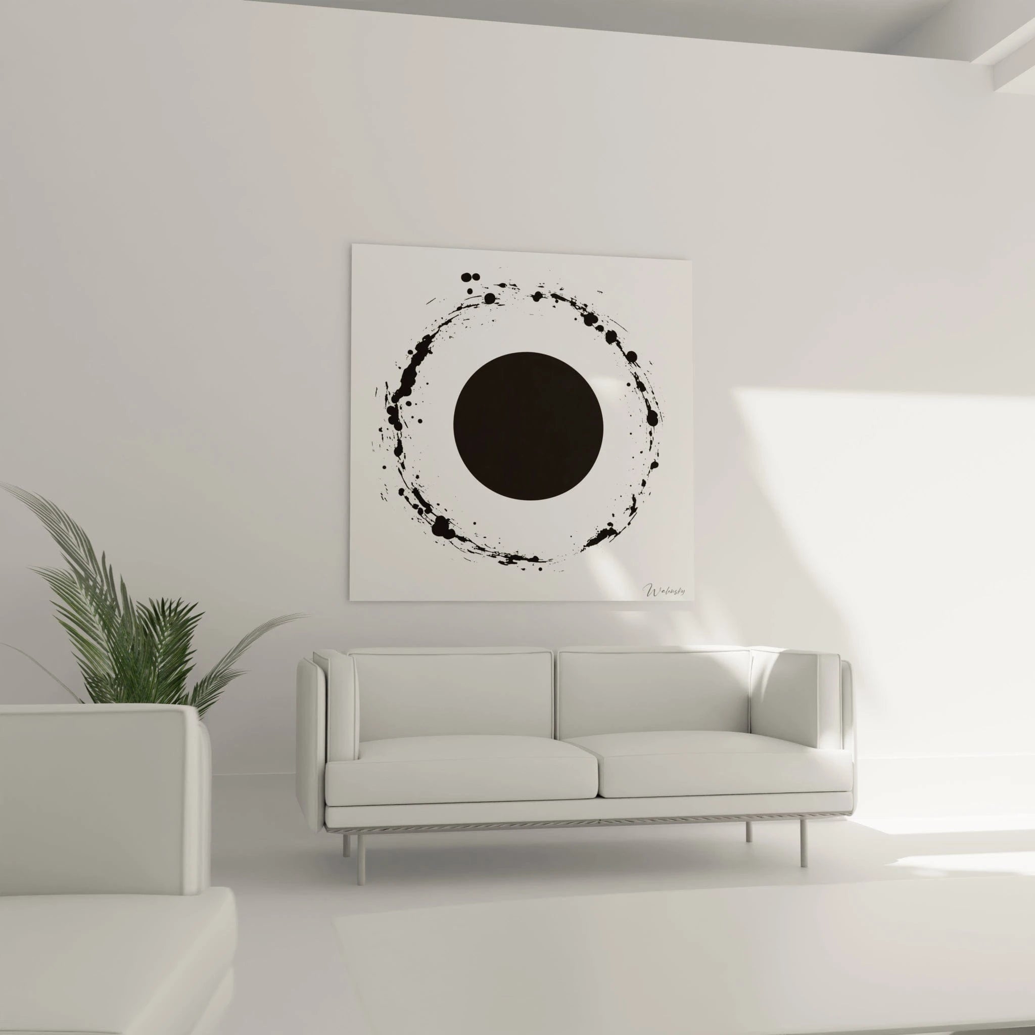 Tableau tacheté noir et blanc de Walensky, style contemporain pour décoration intérieure moderne