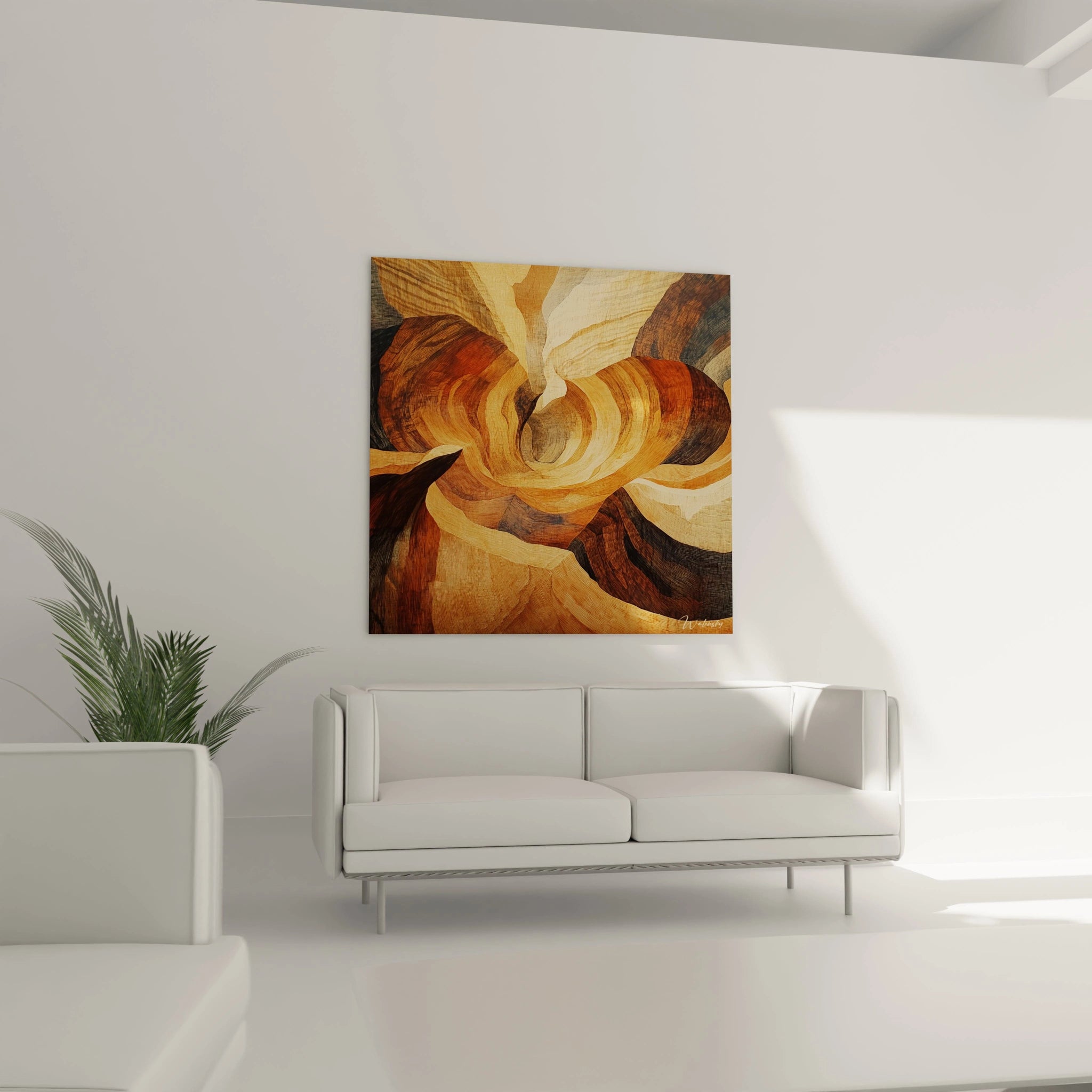 Tableau expressionniste abstrait de Walensky avec des tons terreux et des formes fluides