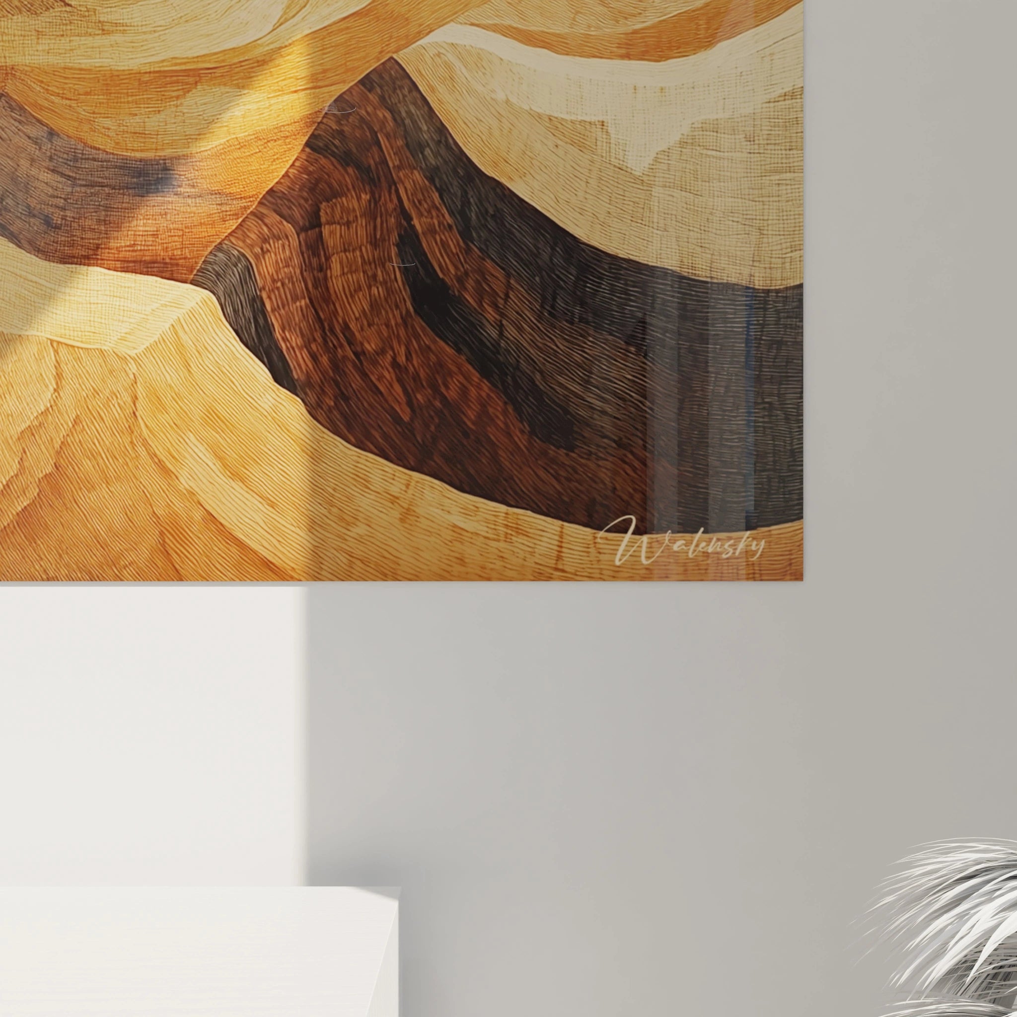 Tableau expressionniste abstrait de Walensky présentant des formes organiques aux tonalités chaudes