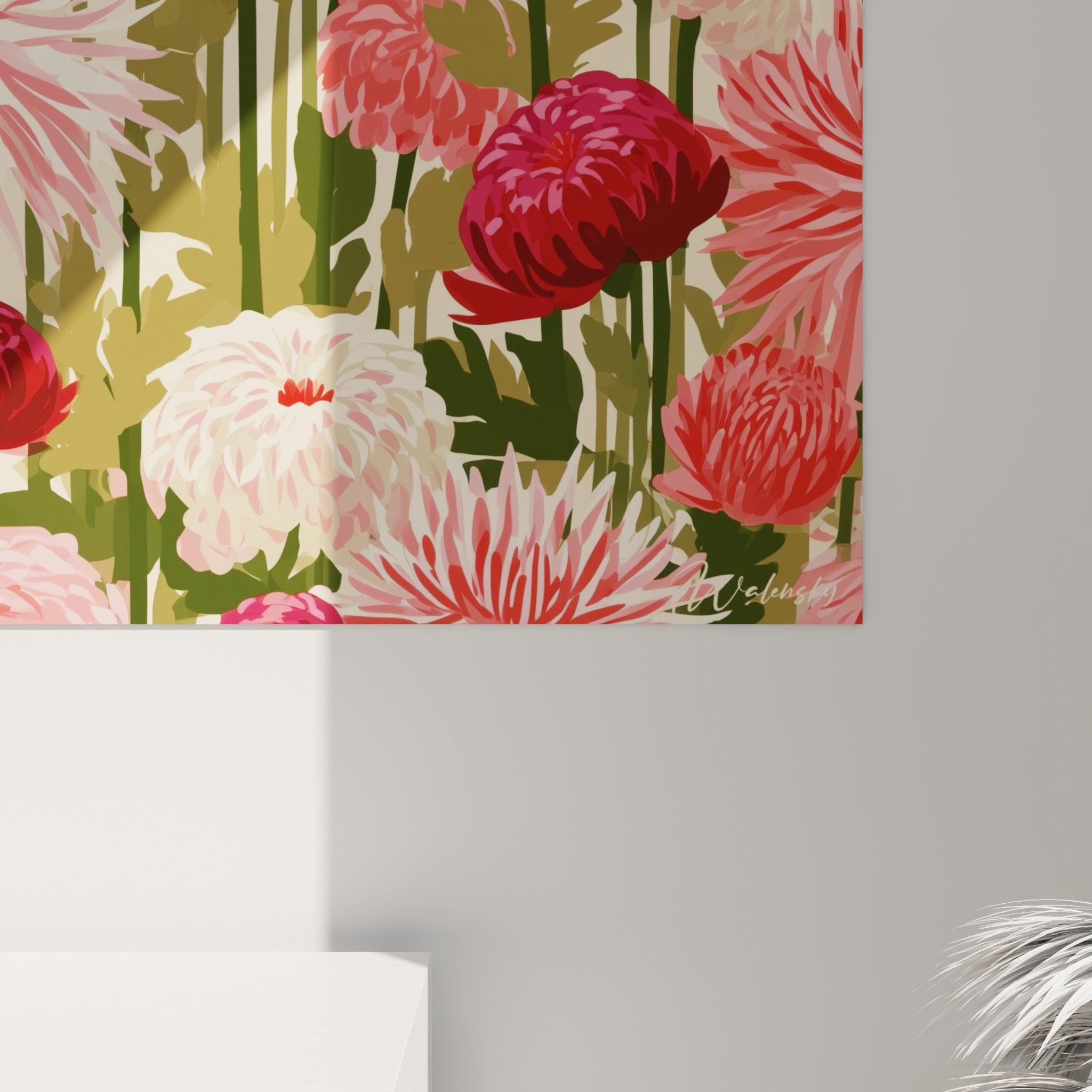 Détail des pétales de dahlia rose pâle et bordeaux, textures fines et contours graphiques nets