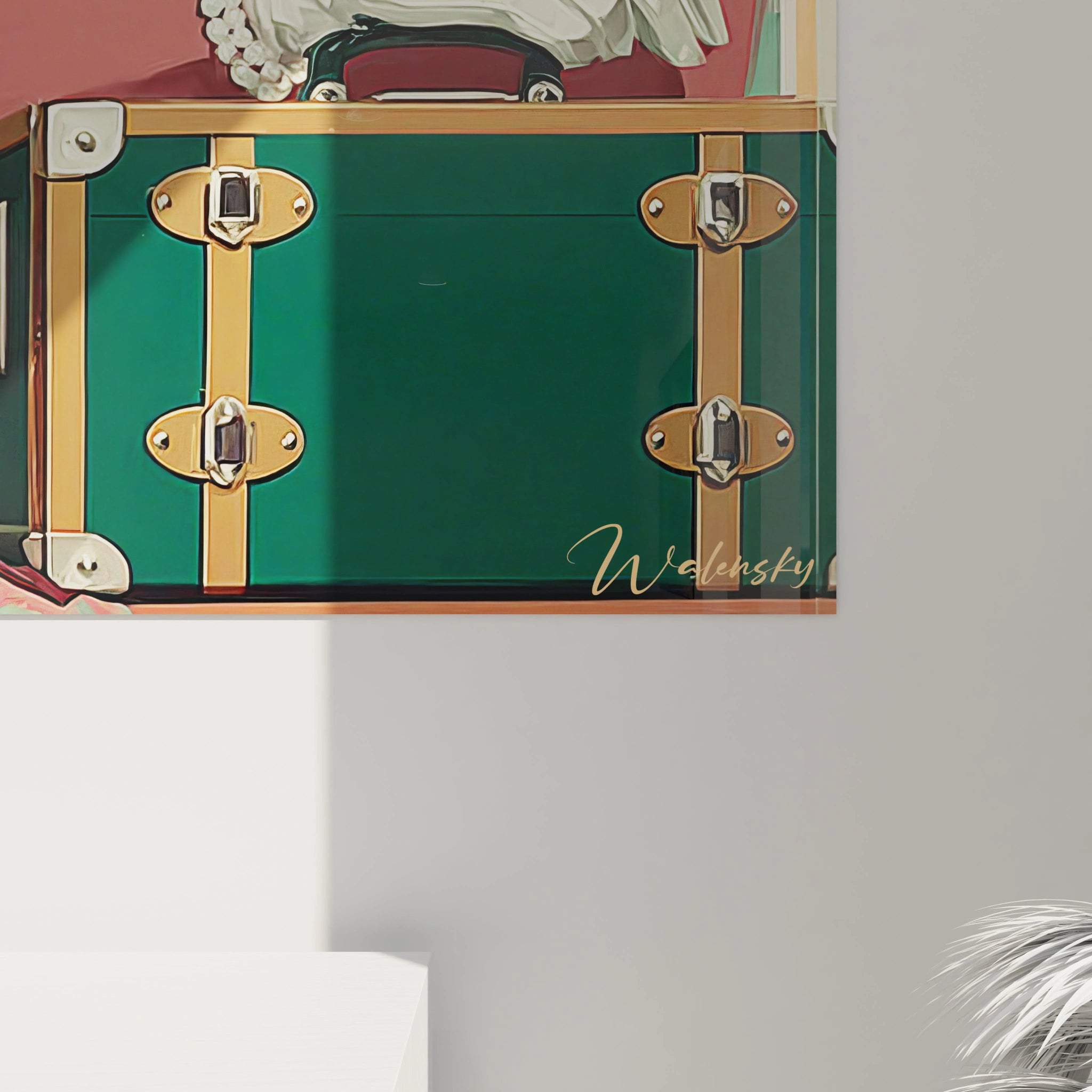 Tableau dame aristocrate de Walensky avec un fond coloré et des détails élégants